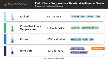 Cold chain temperature bands comparison chart chilled frozen ultra-cold applications