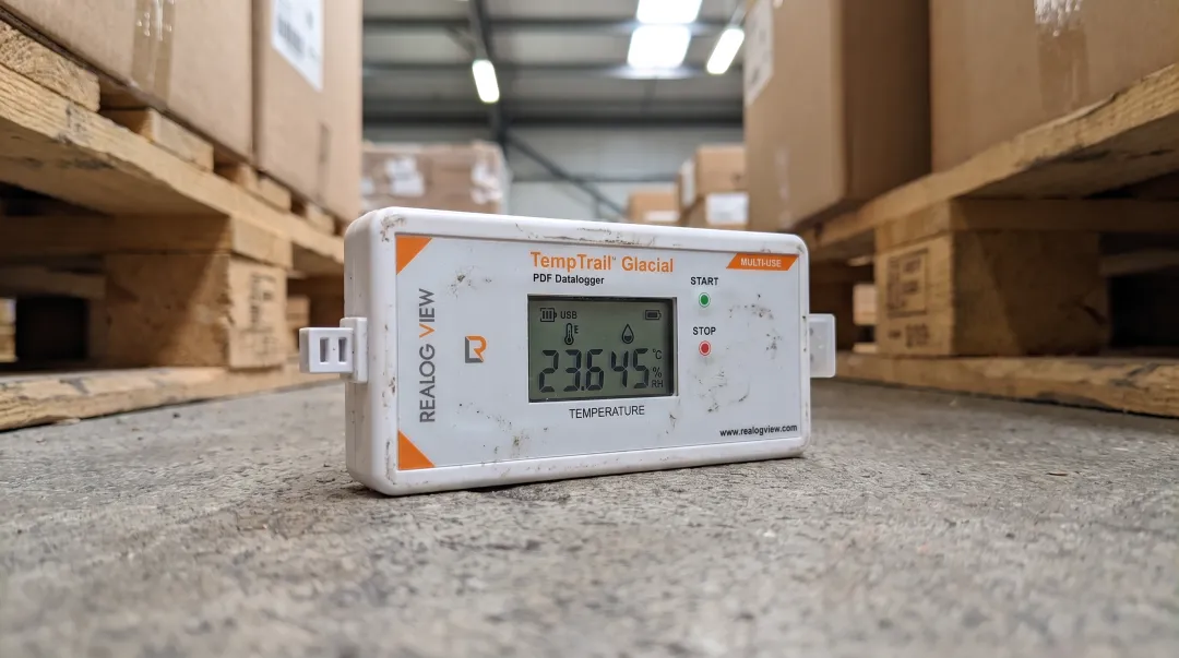 TempTrail humidity and temperature data logger with digital display