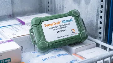 TempTrail Glacial data logger monitoring ultra-low cryogenic cargo temperatures
