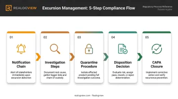 Five-step pharmaceutical temperature excursion investigation and CAPA resolution process flow
