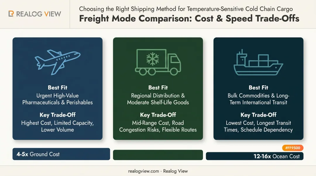Air ground and ocean freight comparison for shipping perishable goods