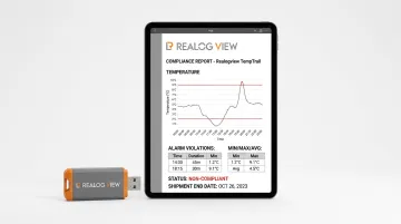 TempTrail data logger PDF compliance report showing temperature history and alarm violations