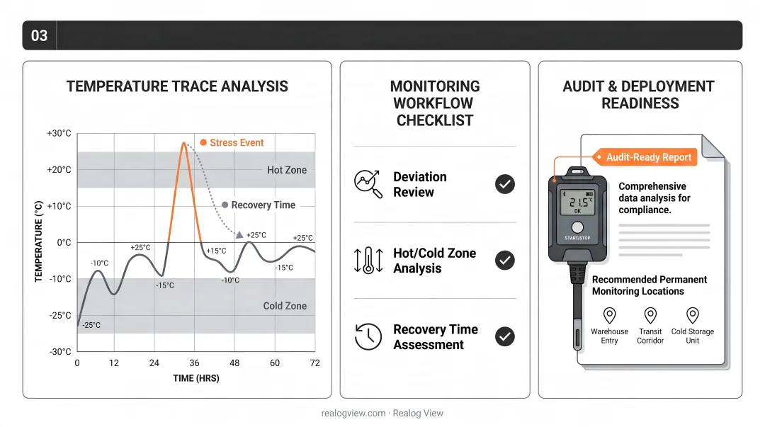 3-step temperature mapping process from protocol development to final report
