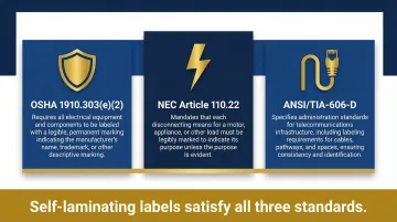 Three wire labeling compliance standards OSHA NEC and ANSI-TIA requirements overview