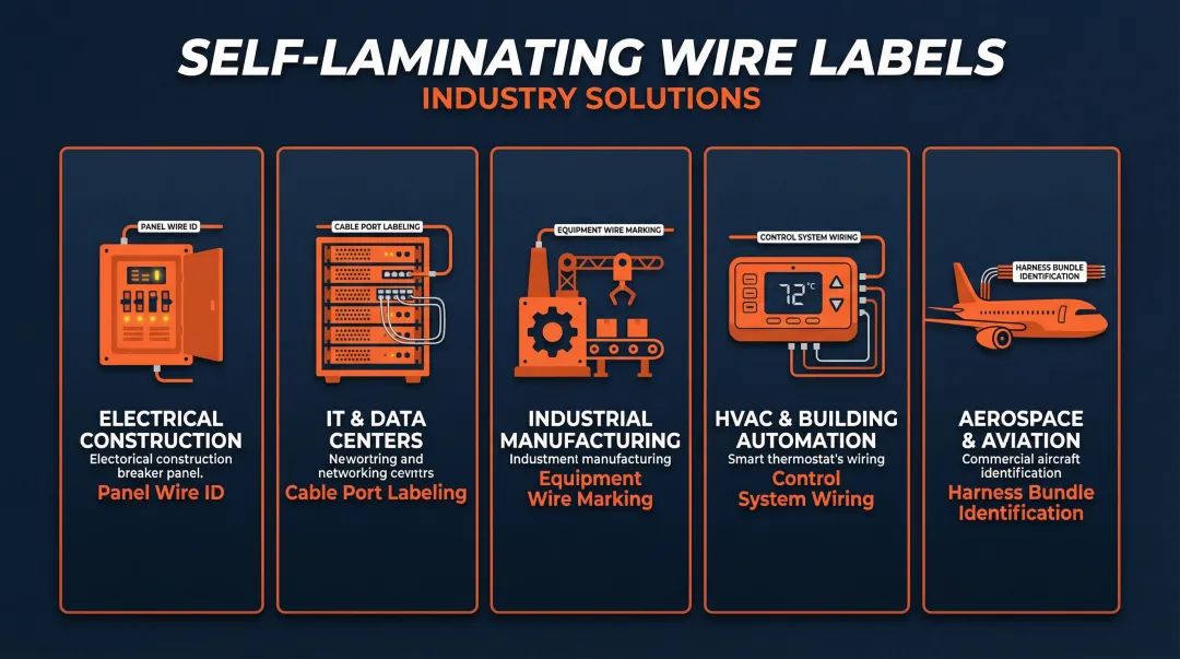 Five primary industries using self-laminating wire labels with key application examples
