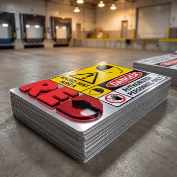 Custom-manufactured construction safety signs ready for job site installation