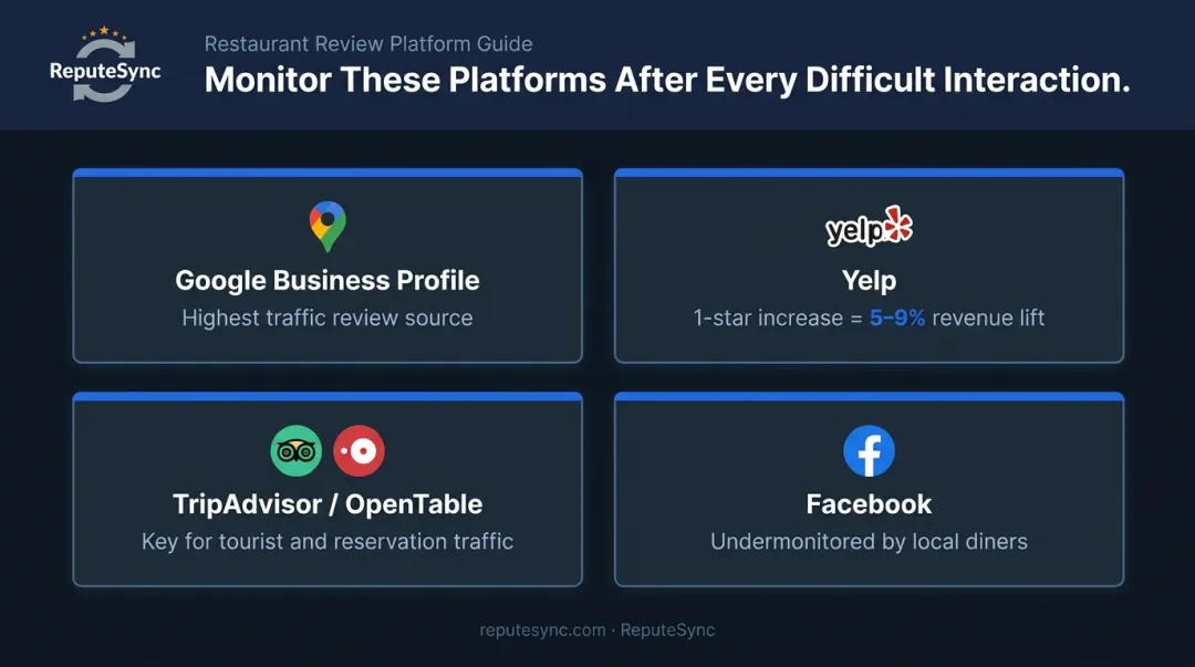 Top 4 restaurant review platforms to monitor after difficult guest interactions