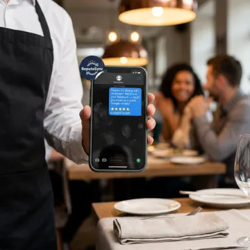 Restaurant review SMS on smartphone