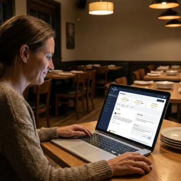 Restaurant owner using AI review response software