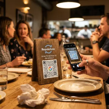 Restaurant Google review QR code on table