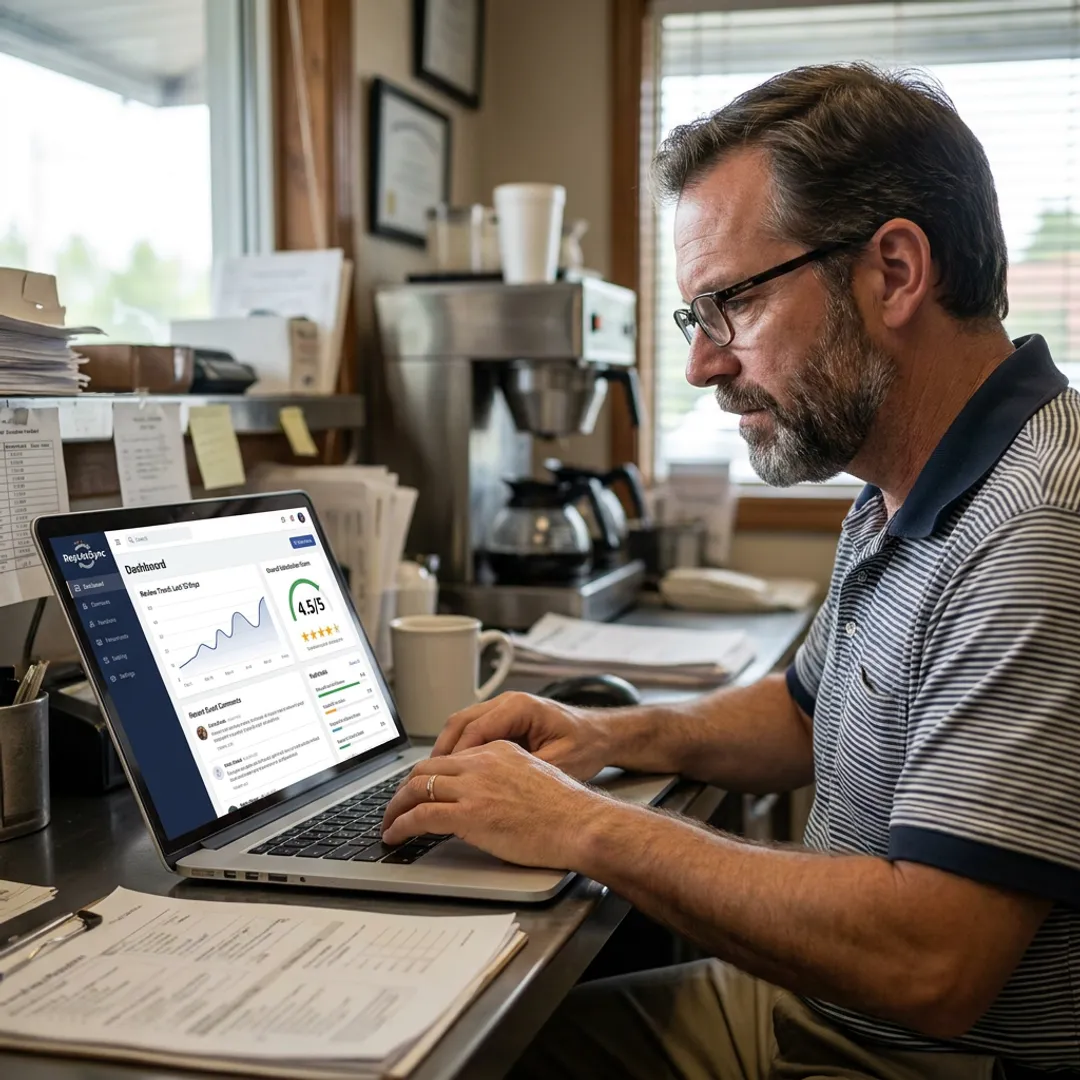 Restaurant manager reviewing customer satisfaction data