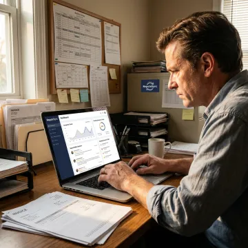 Restaurant owner reviewing complaint management dashboard