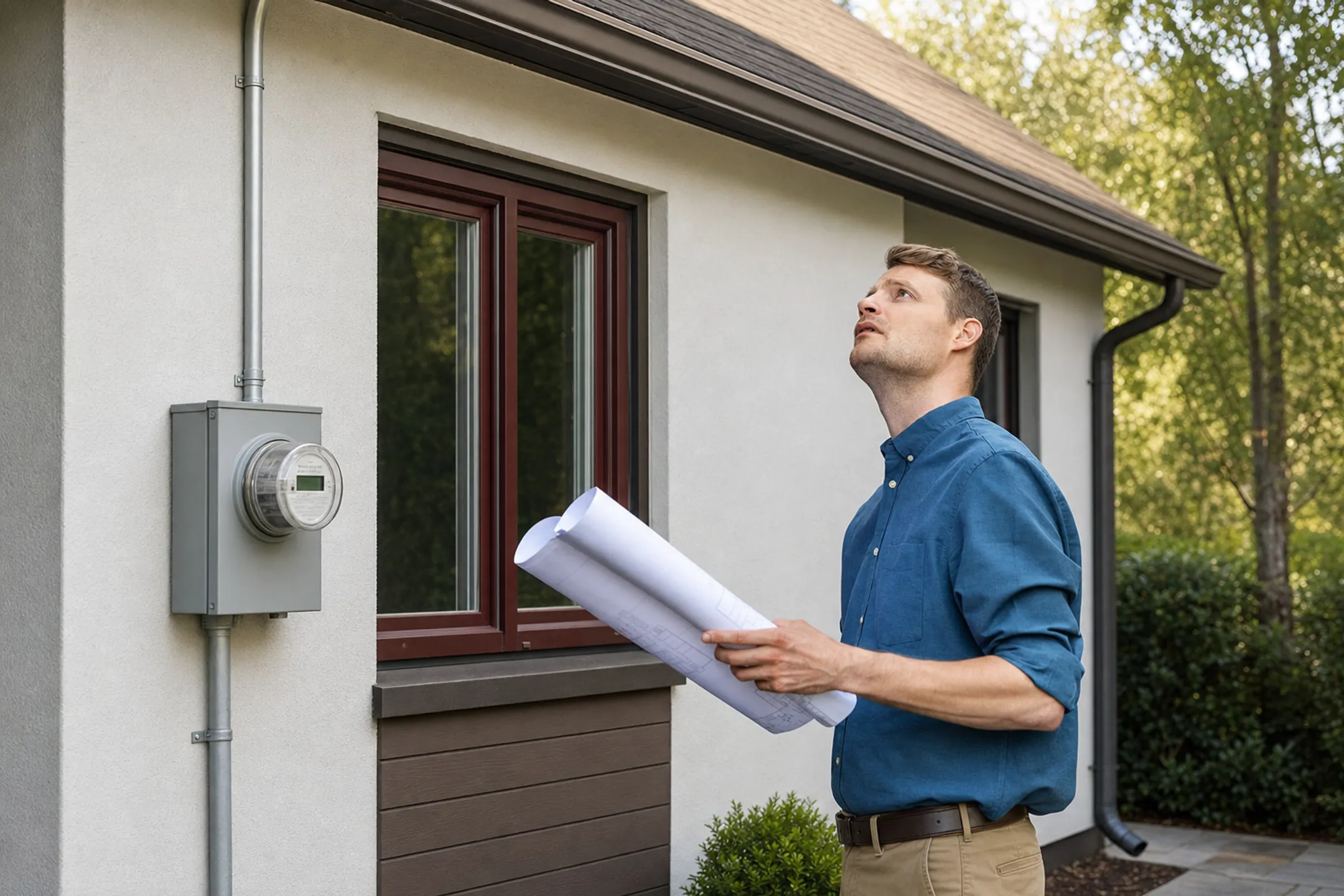 Home inspector examining roof and electrical systems during FHA appraisal