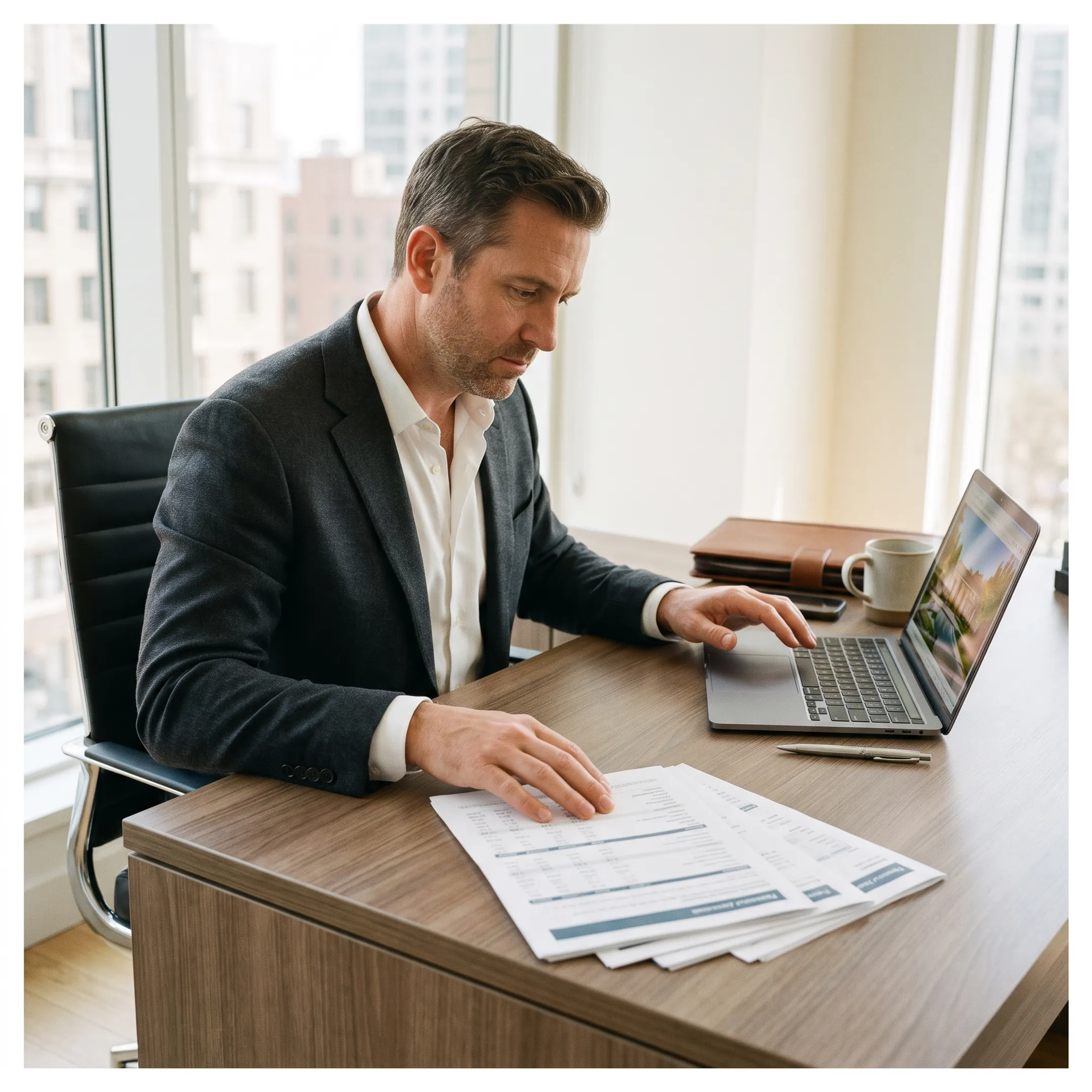 Investor reviewing DSCR loan documents for Hawaii real estate acquisition