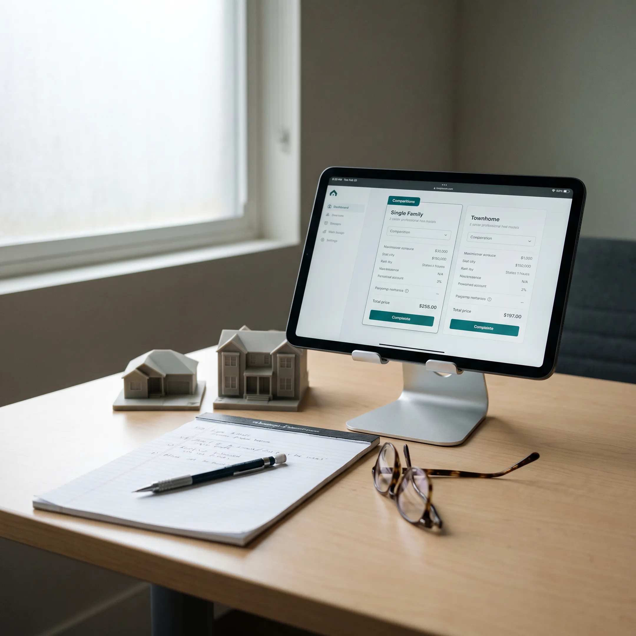 Mortgage comparison chart on a digital tablet for home buyers
