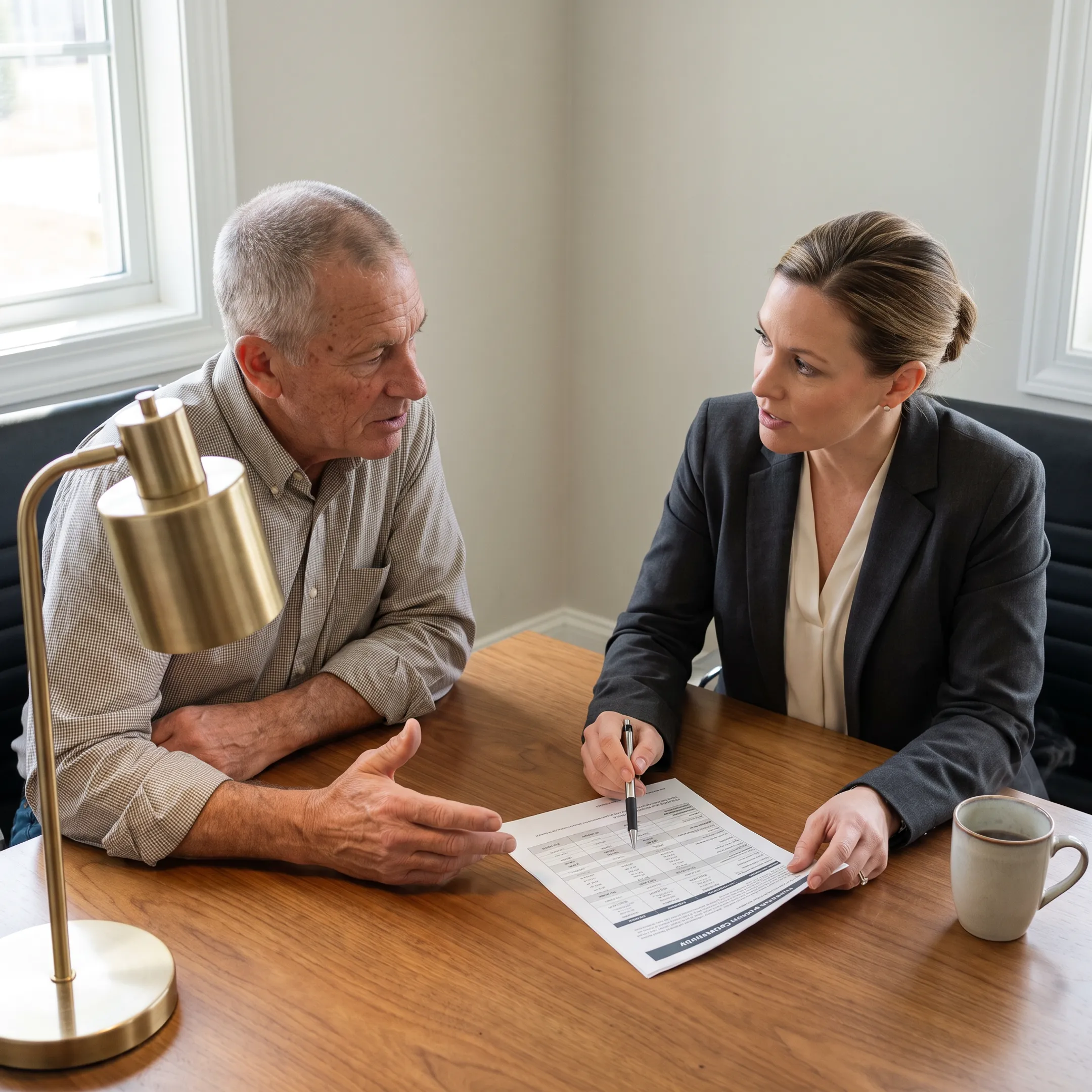 Veteran homeowner shaking hands with a mortgage advisor