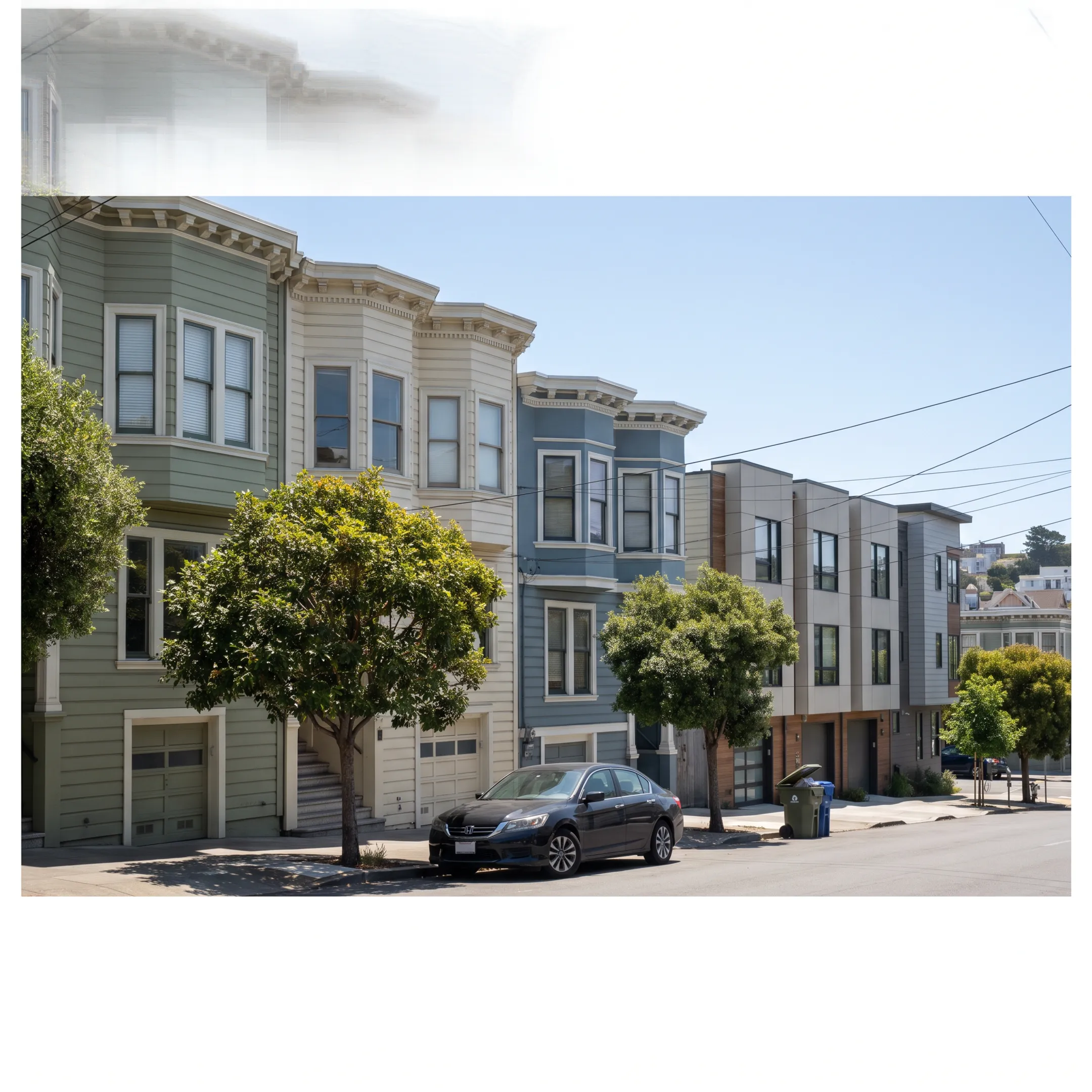 San Francisco residential neighborhood architecture with modern home exterior
