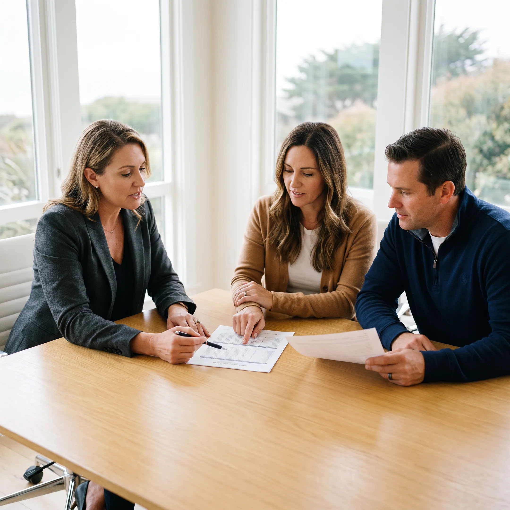 First-time buyers consulting with a mortgage broker in Newport Beach CA