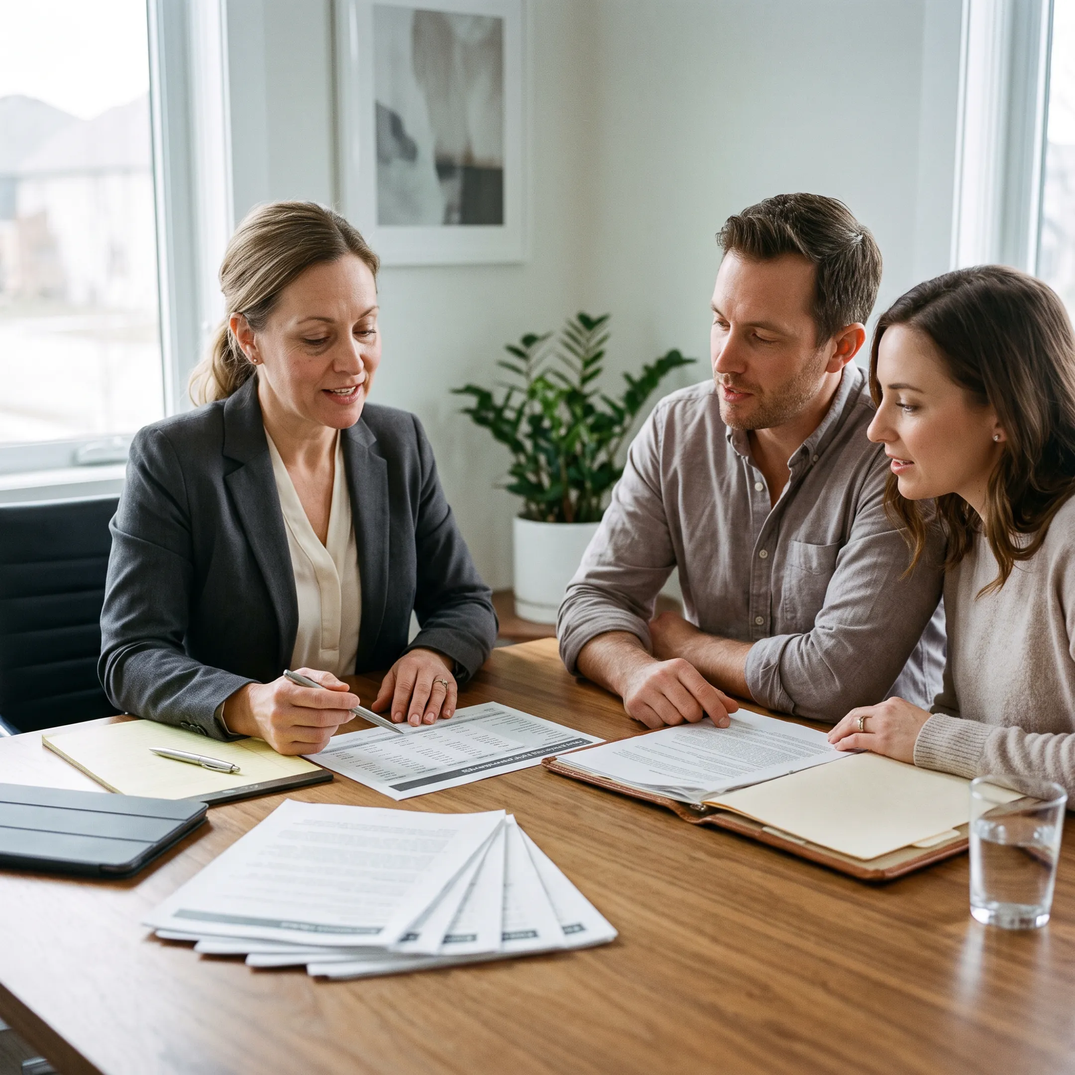 Mortgage advisor reviewing home loan options with a prospective buyer