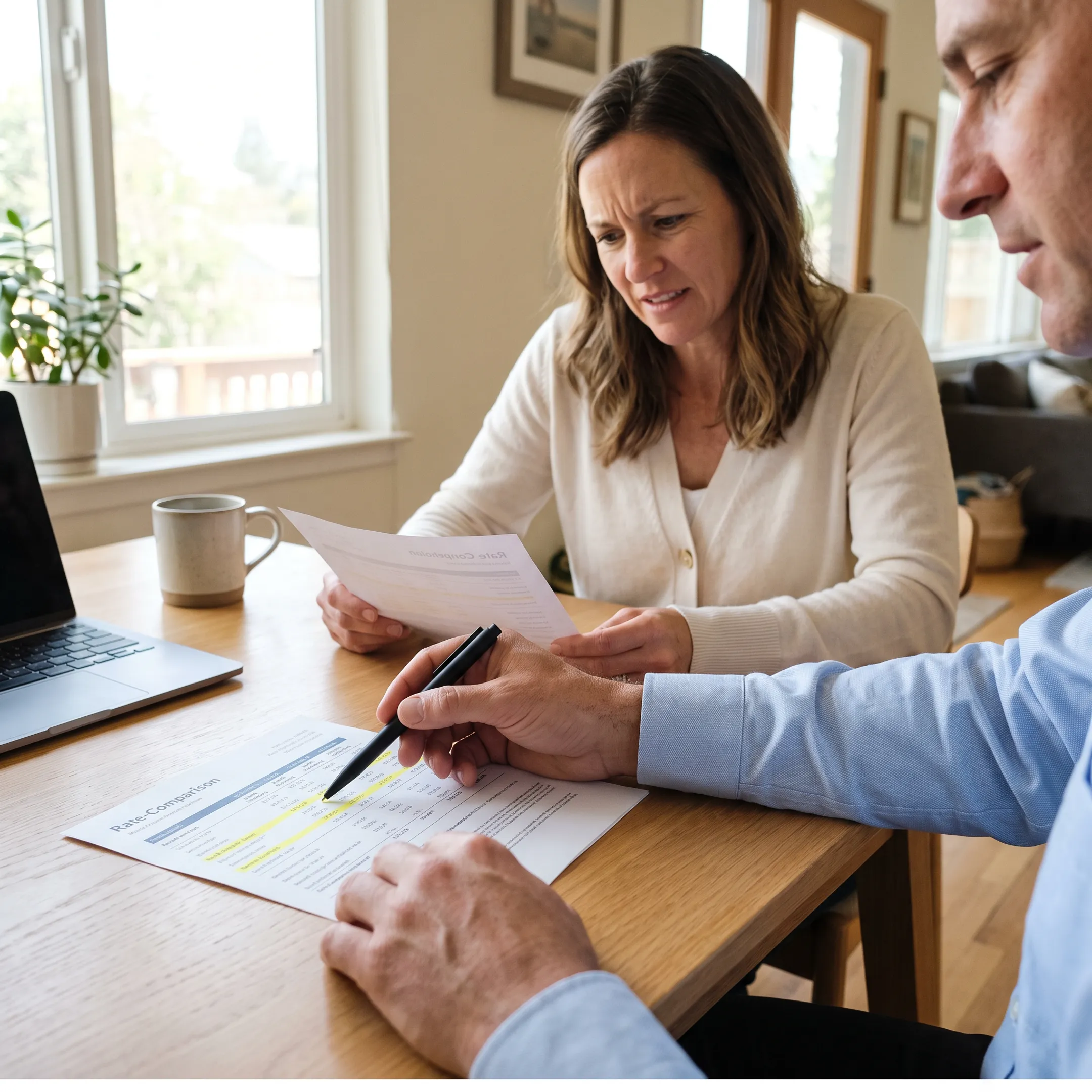 Homeowner reviewing California refinance options with a mortgage advisor
