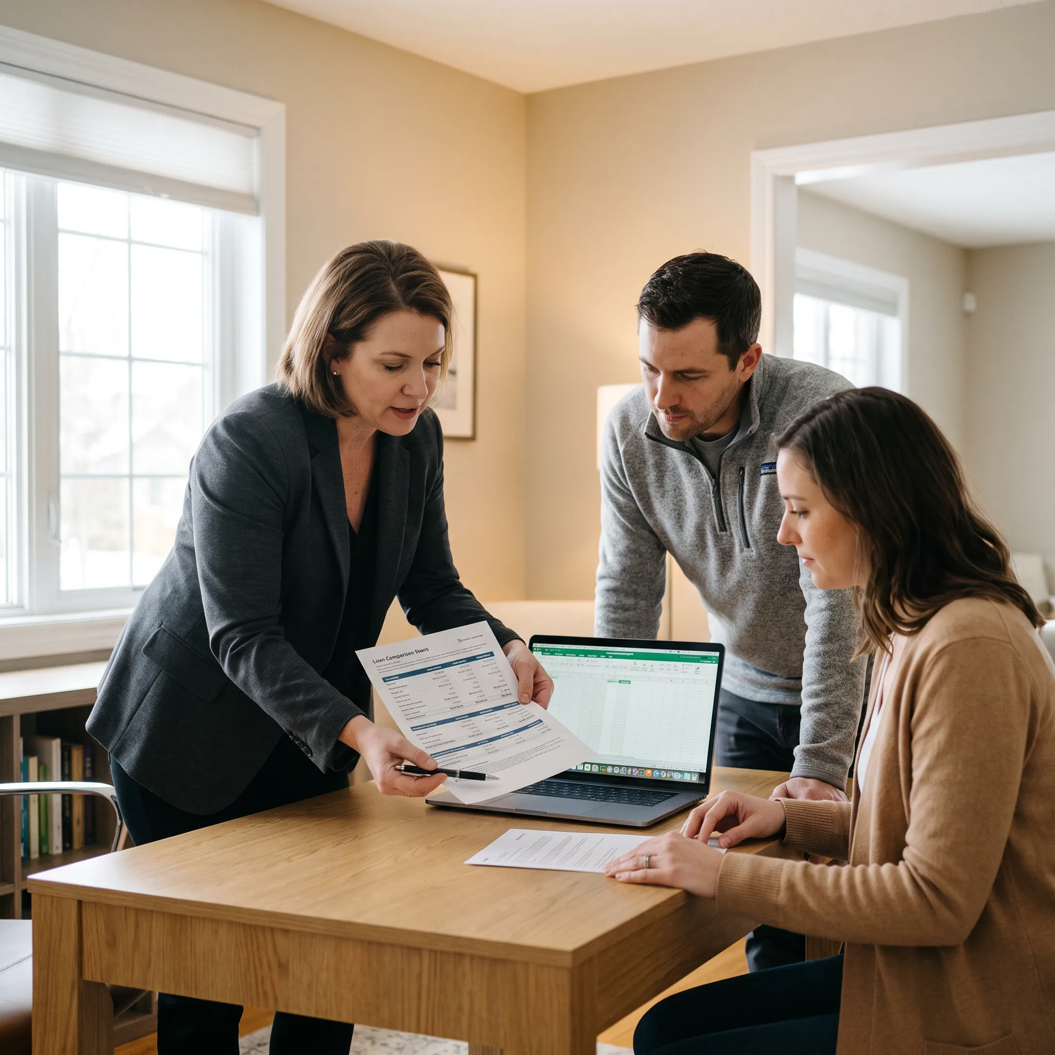 Mortgage professional discussing Bay Area home financing options with a couple