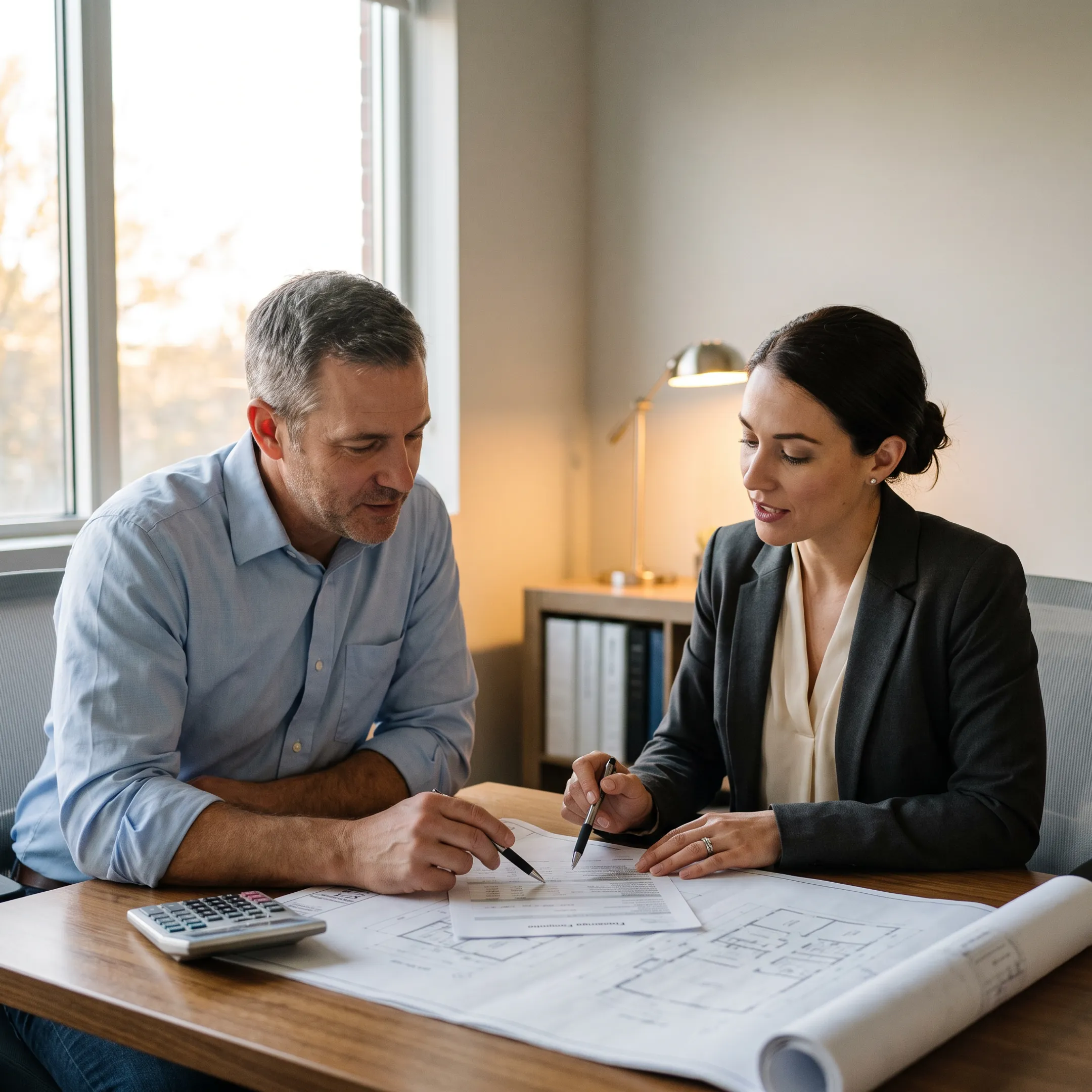 Florida real estate investor reviewing hard money loan documents with a mortgage professional