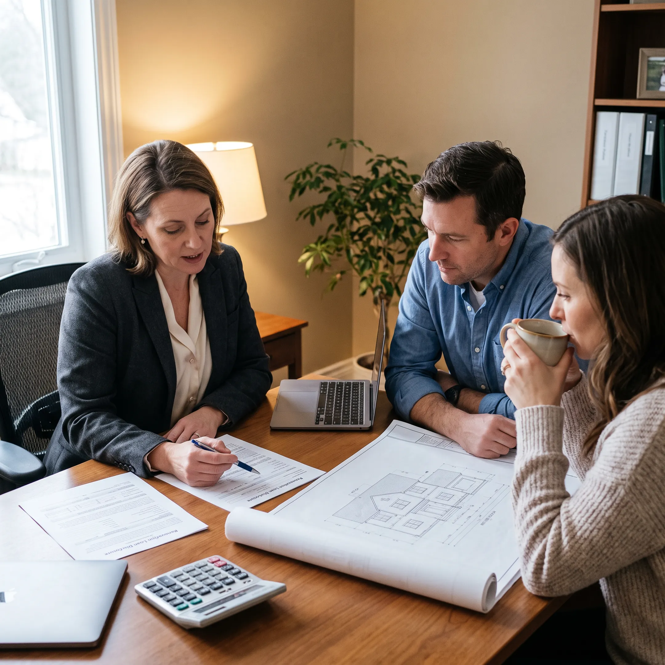 Mortgage professional discussing home renovation financing with a New Jersey homeowner