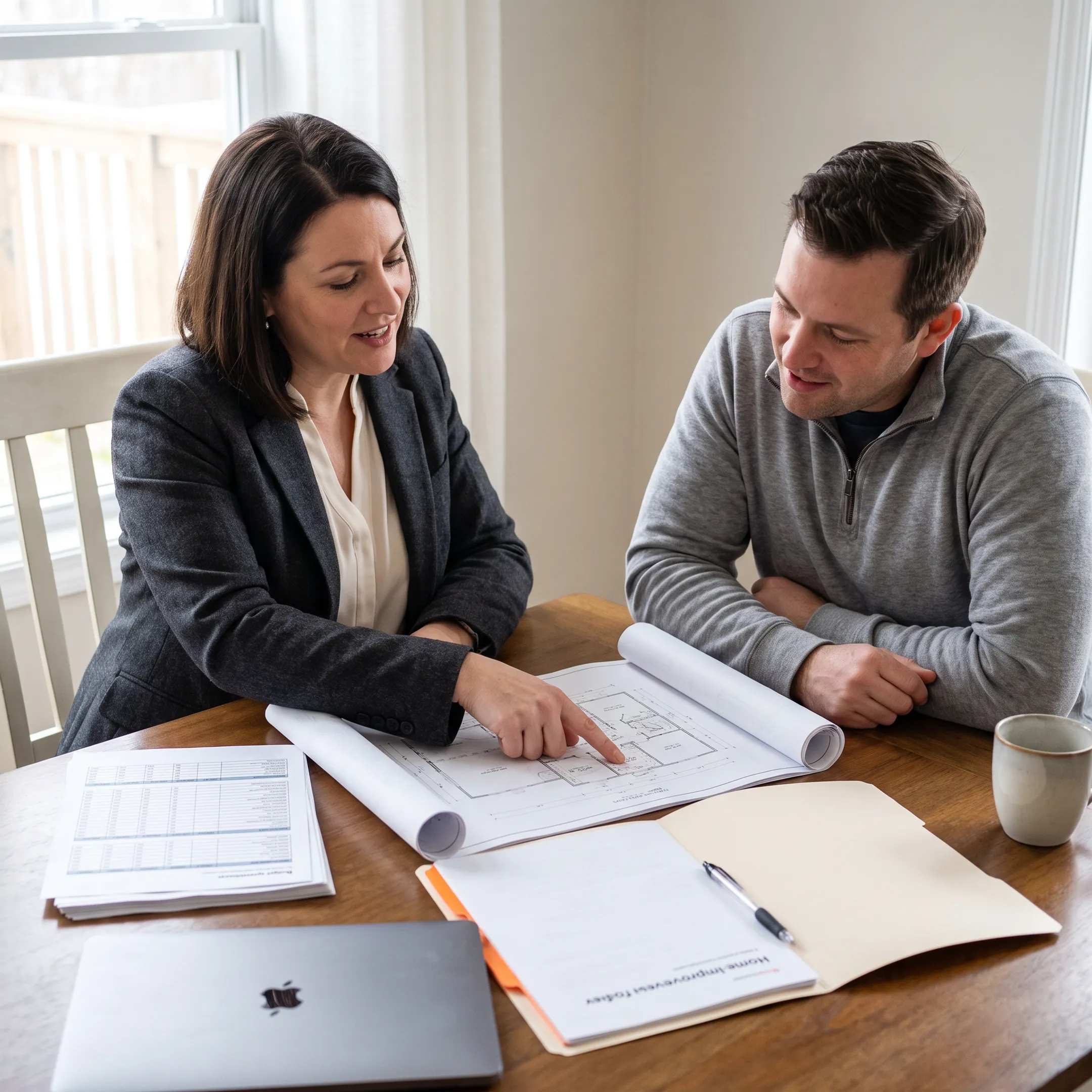 Mortgage advisor explaining renovation loan options to a homeowner