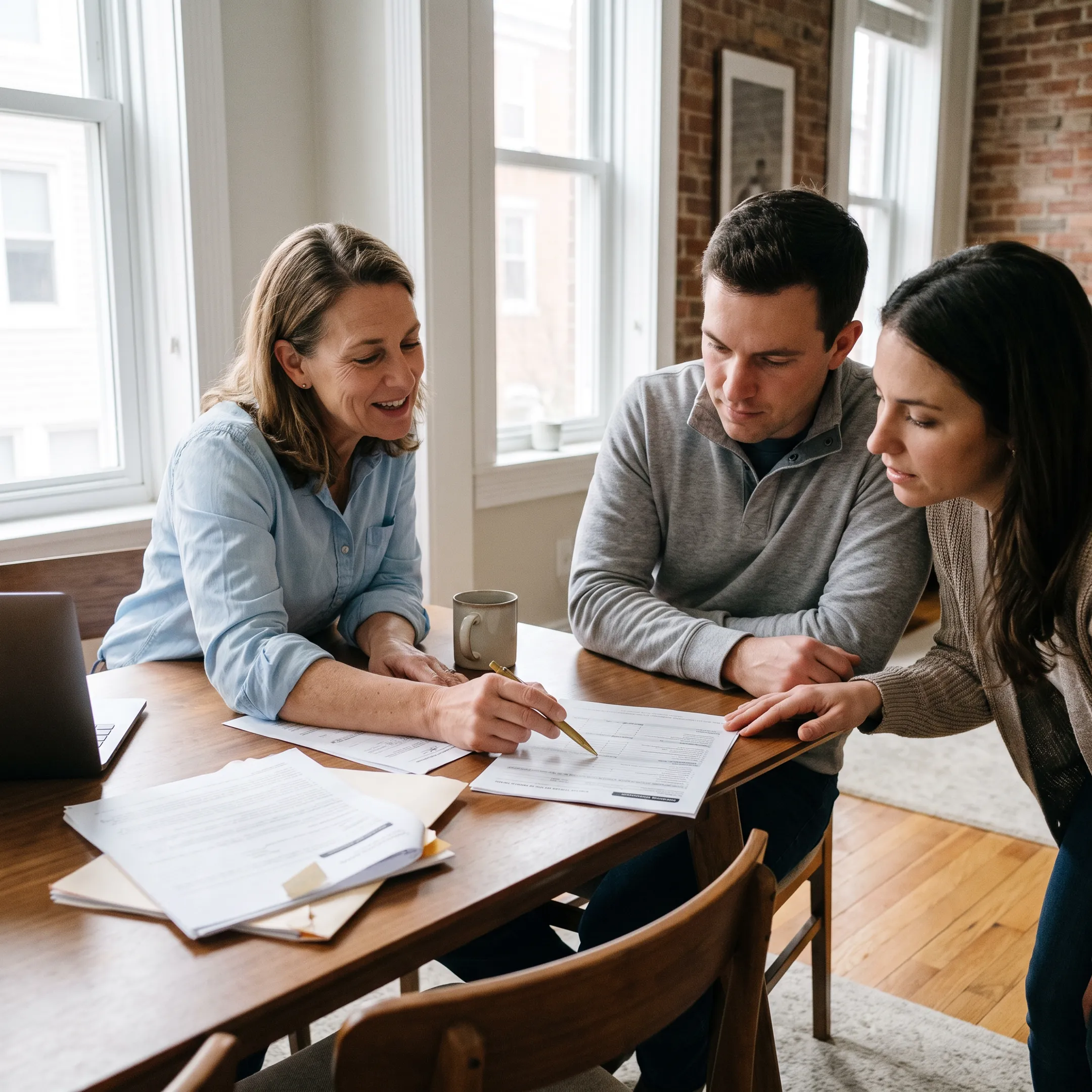 Mortgage advisor explaining home financing options to a first-time buyer