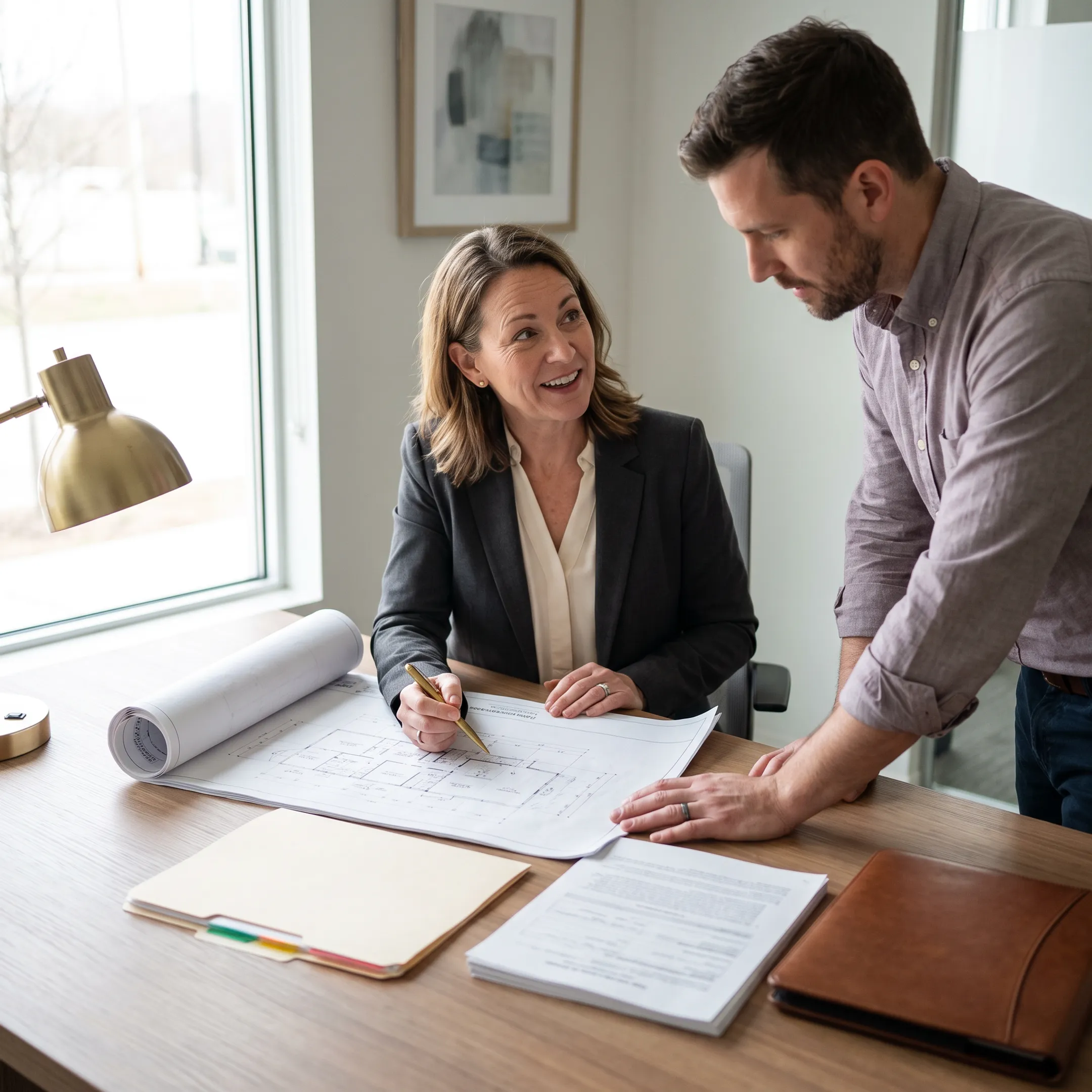Homeowner reviewing renovation financing options with a mortgage advisor