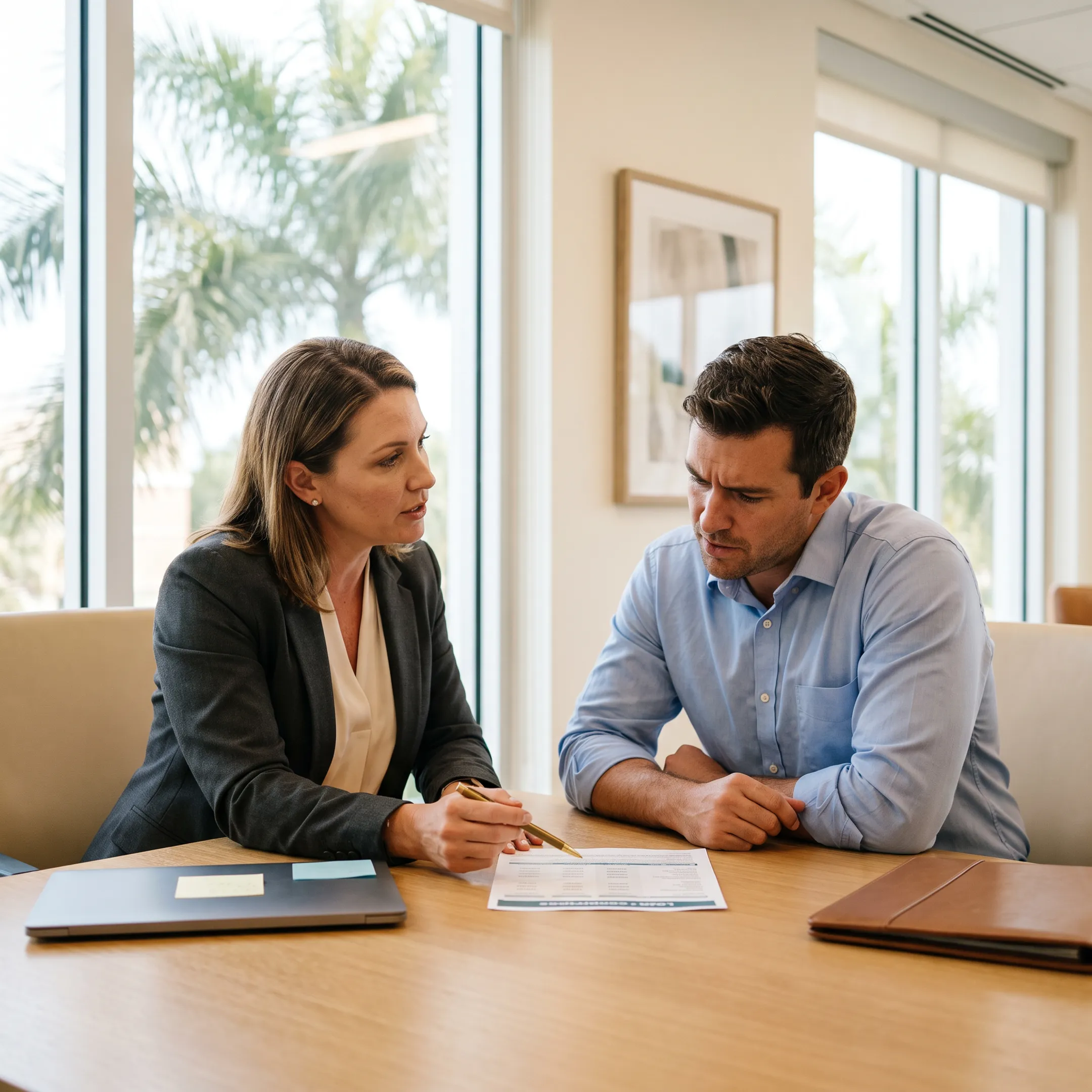 Mortgage broker reviewing home loan options with a Fort Lauderdale homebuyer