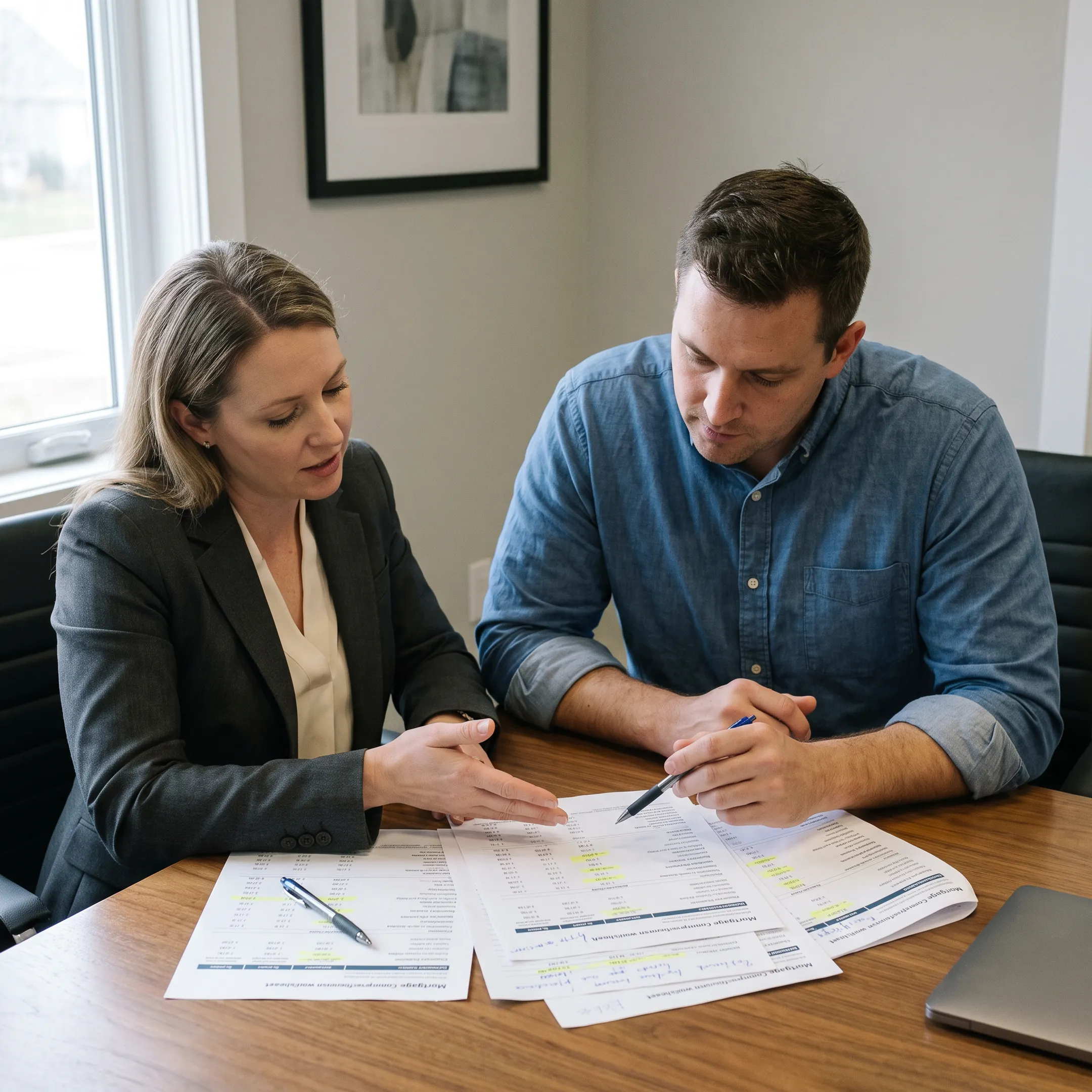 Borrower comparing mortgage rates and closing fees
