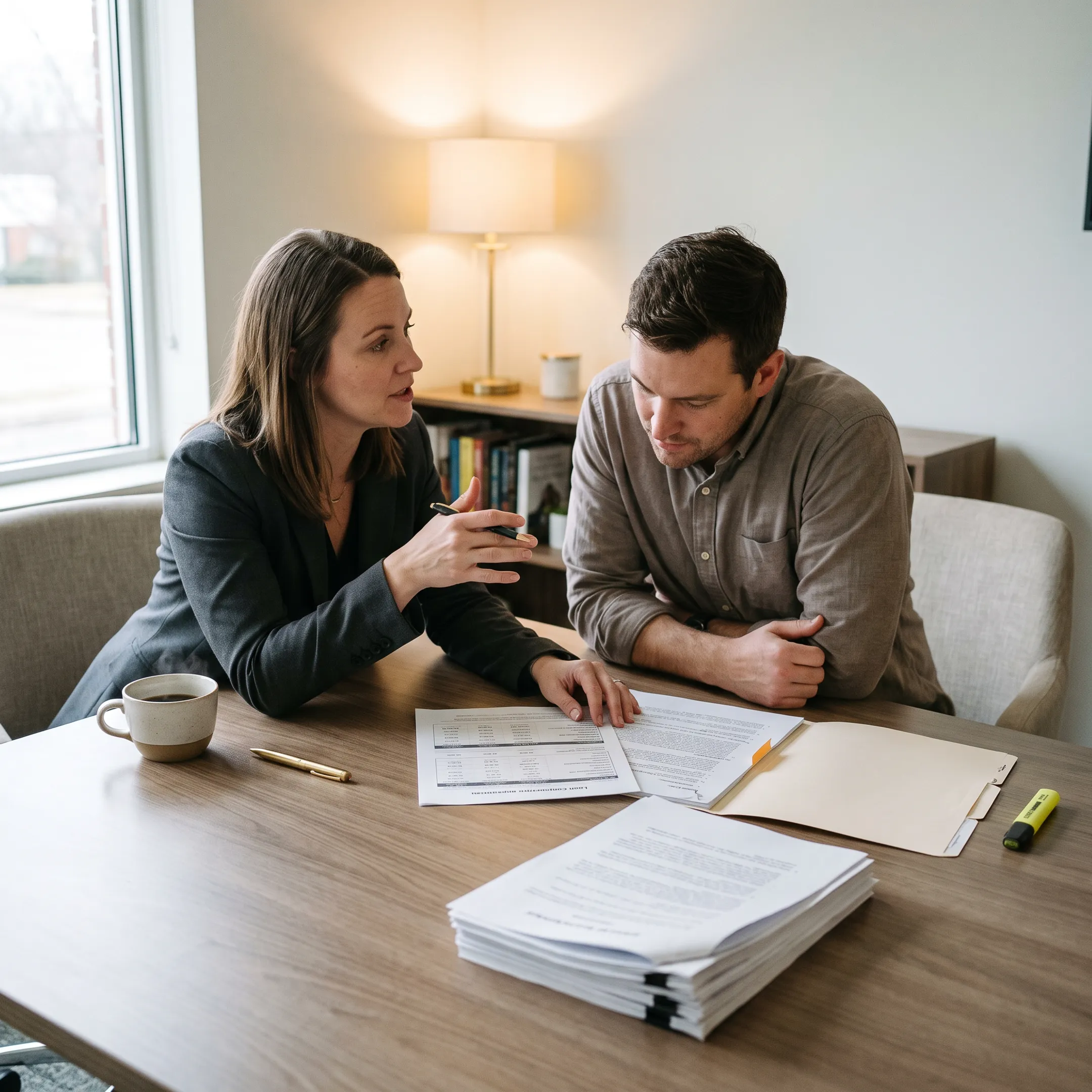 Mortgage professional discussing home financing options with Savannah homebuyer