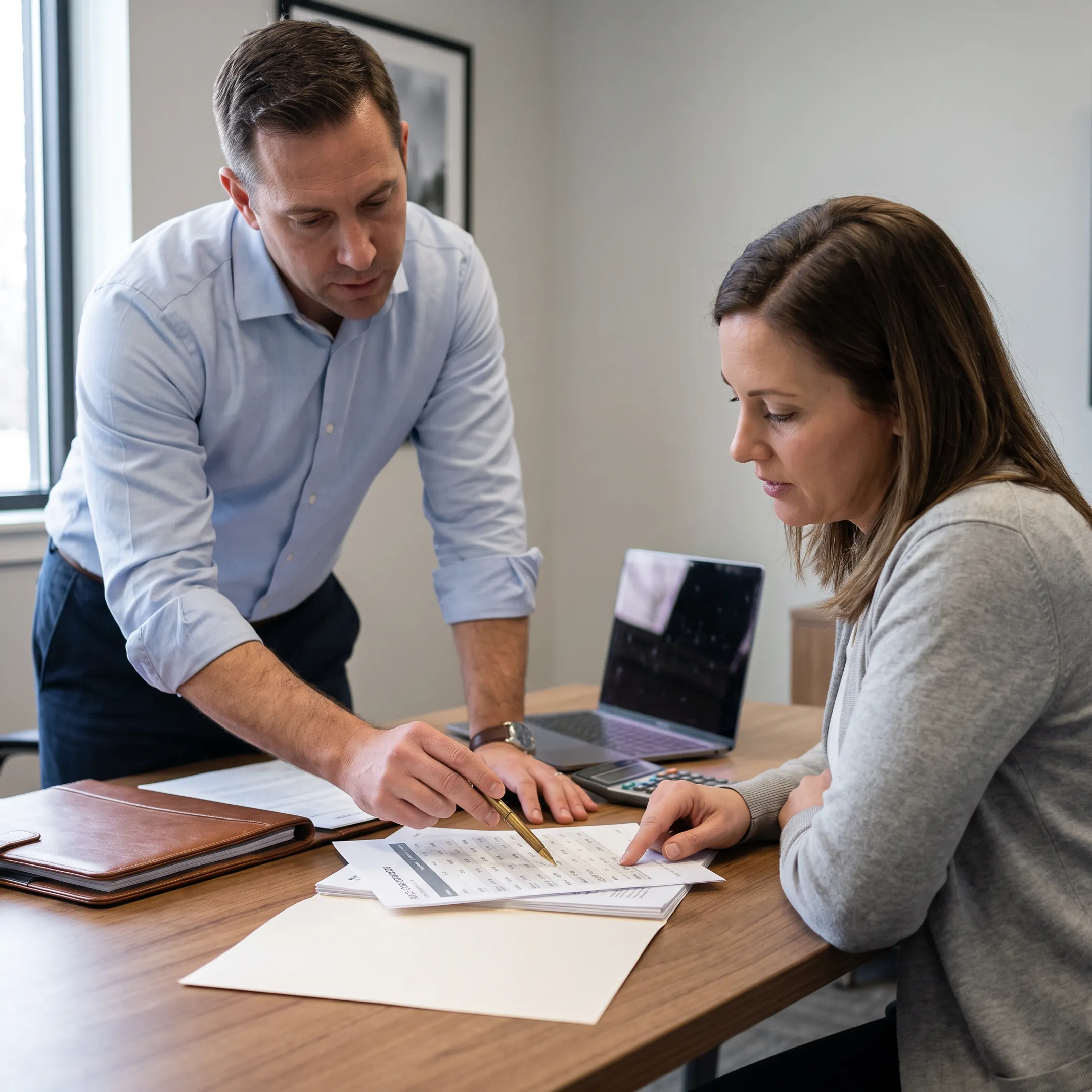 Mortgage advisor reviewing mobile home financing options with a borrower