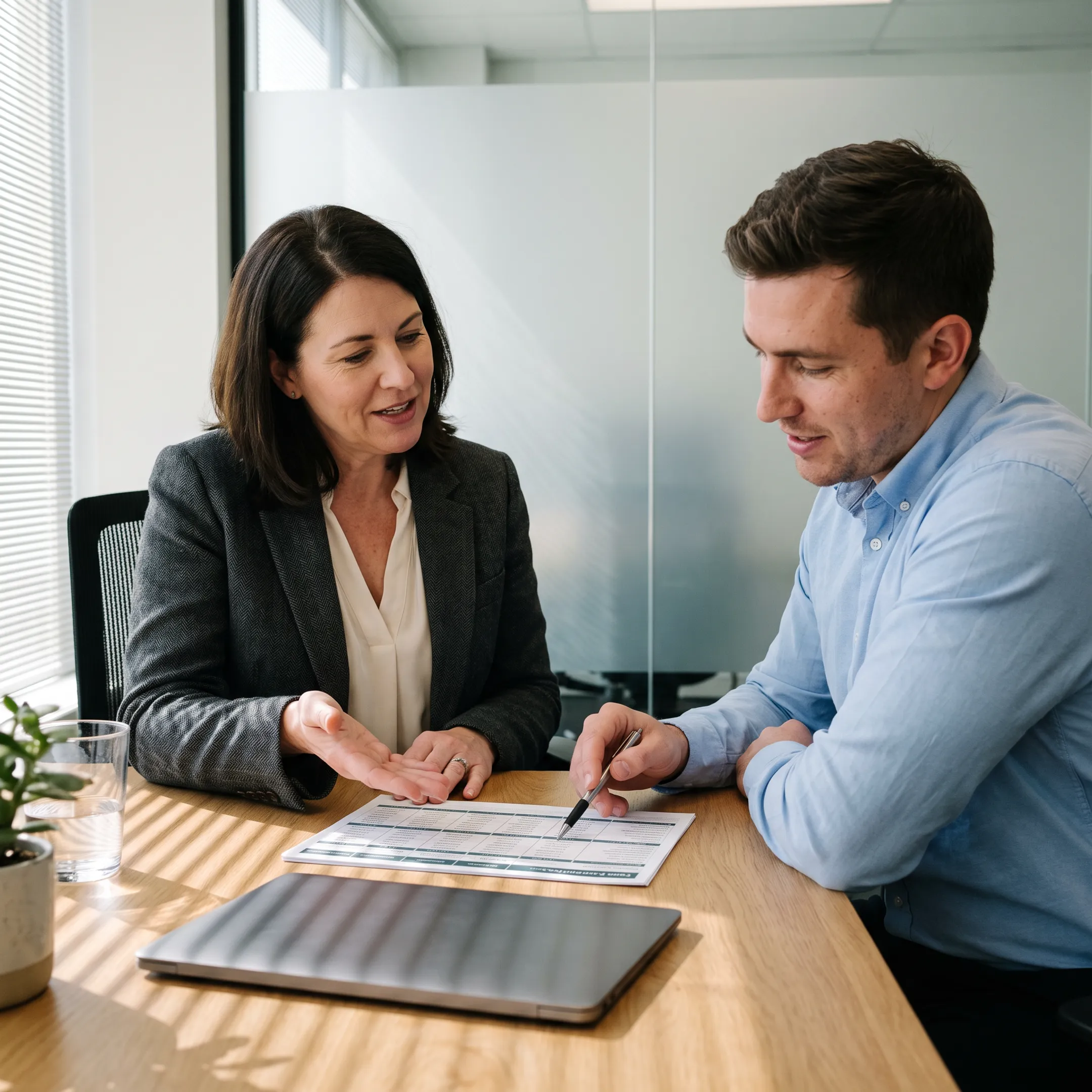 Florida homebuyer comparing mortgage program choices with an advisor
