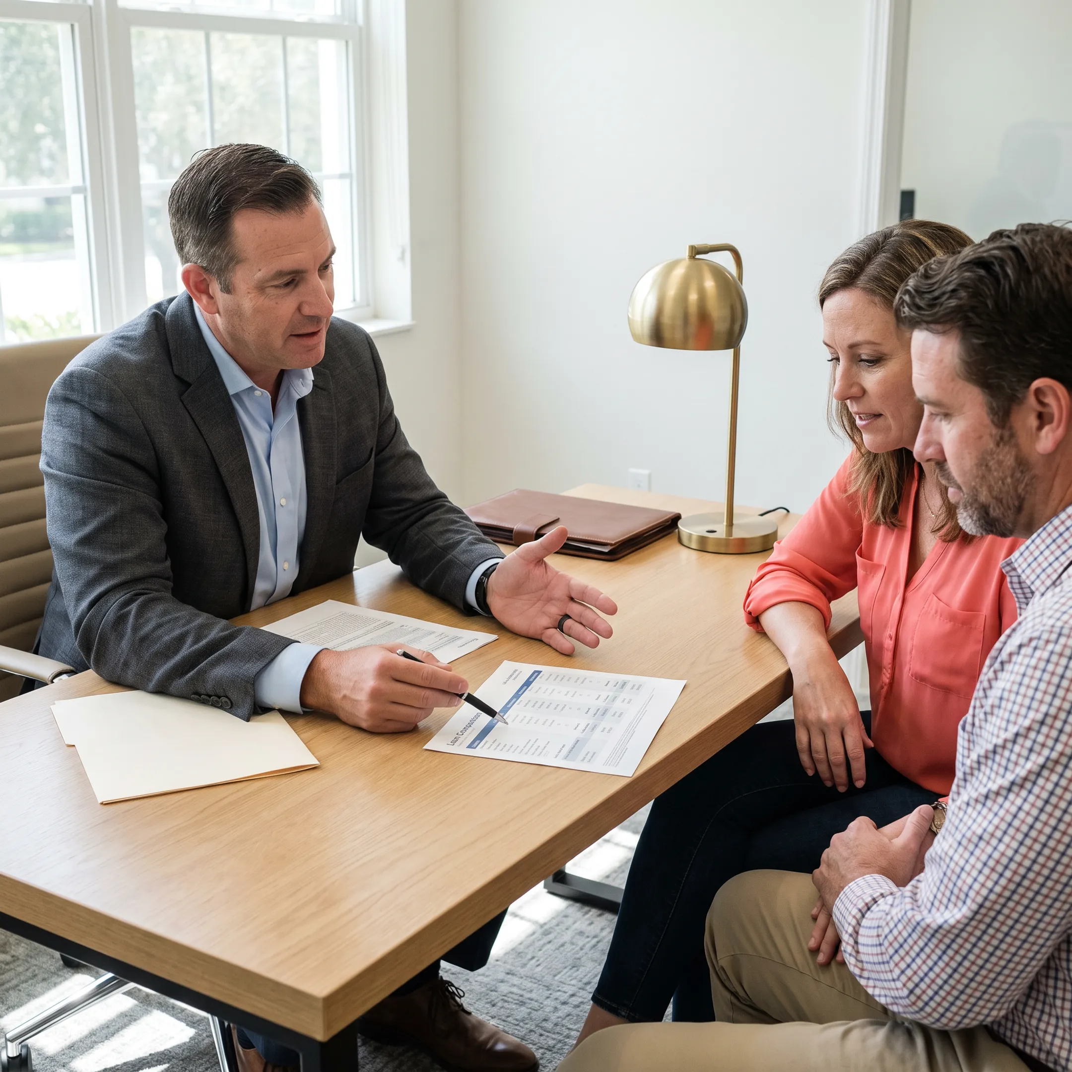 Mortgage professional reviewing home financing options with Fort Myers buyers