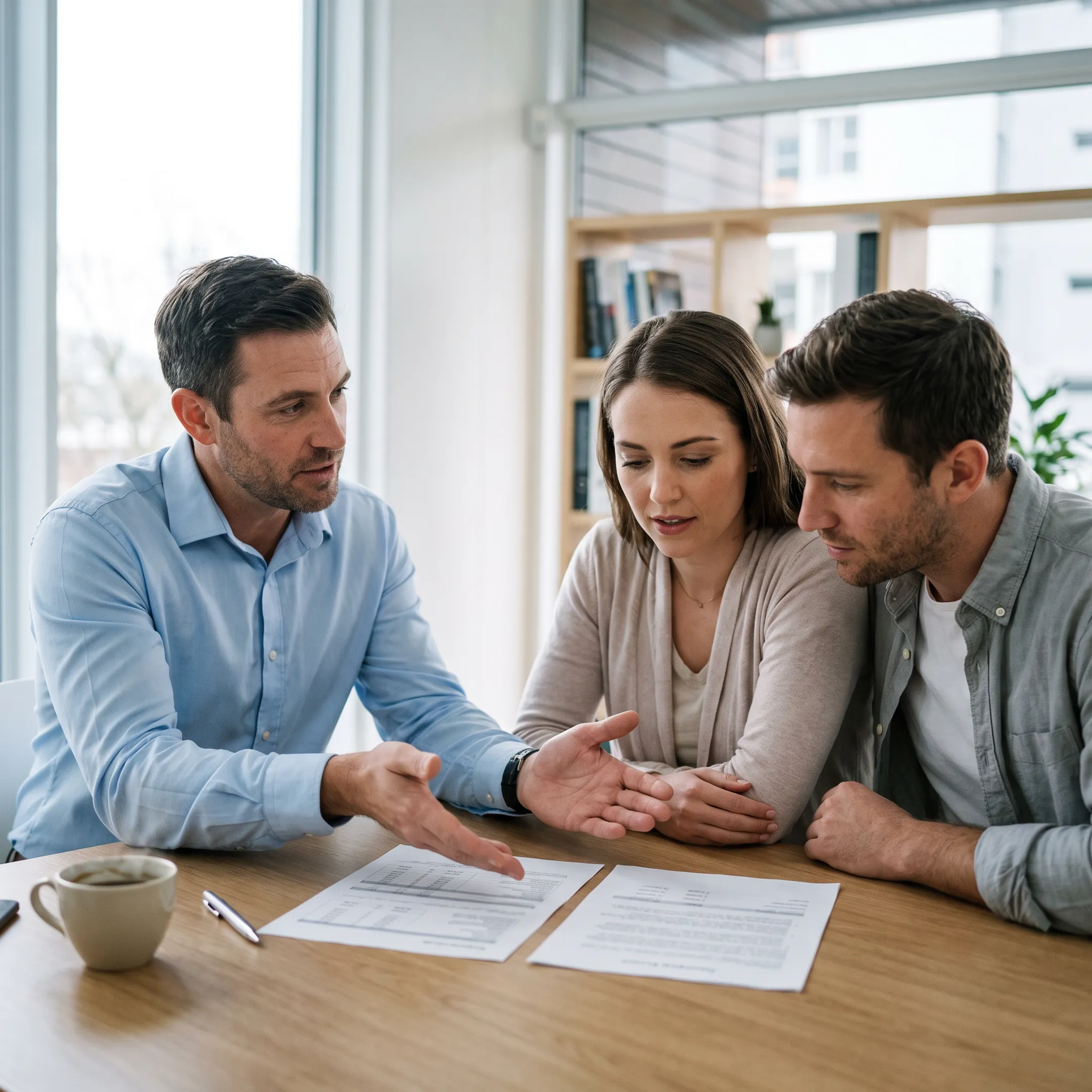 Mortgage advisor explaining USDA and conventional loan estimate differences
