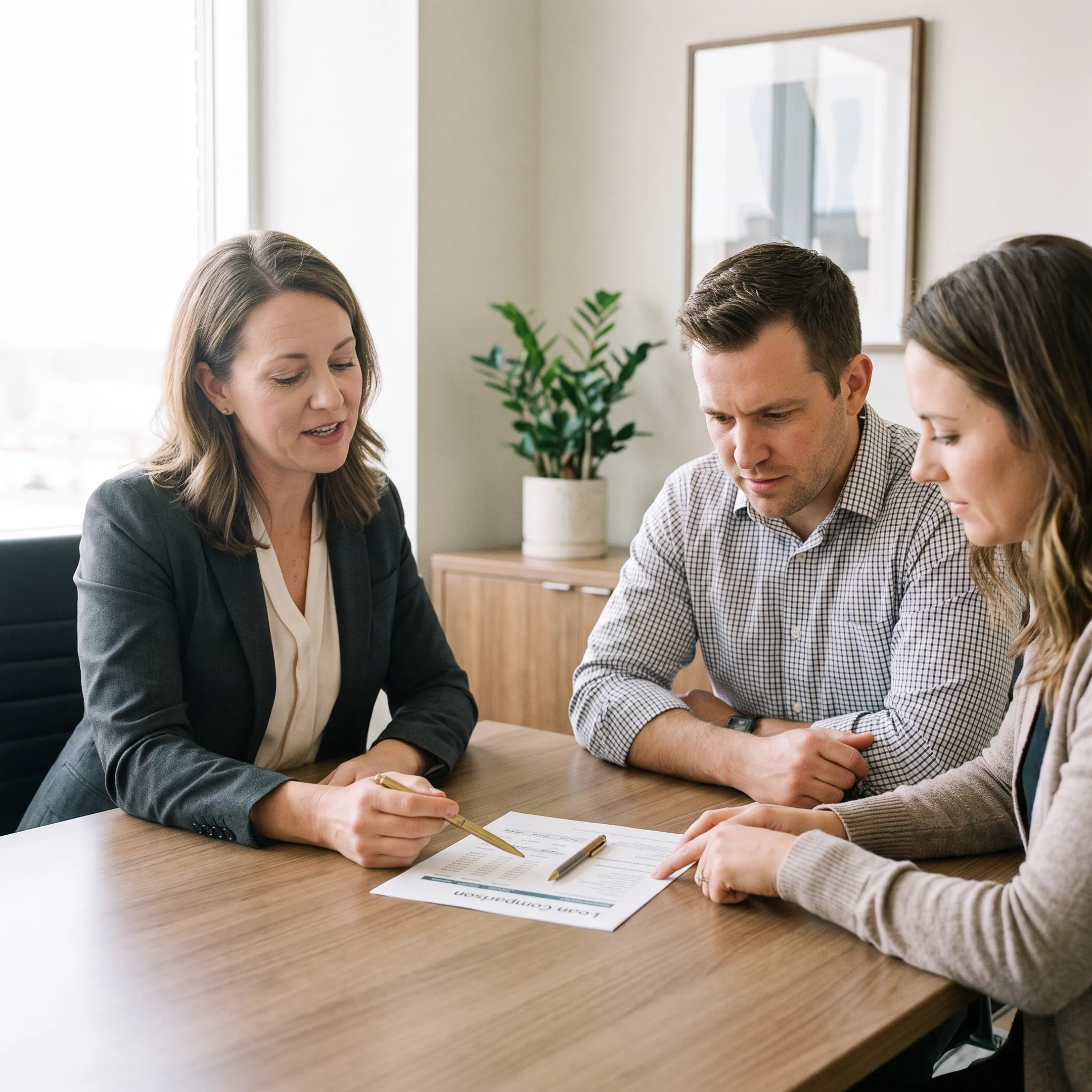 Borrower reviewing home loan options with a mortgage professional