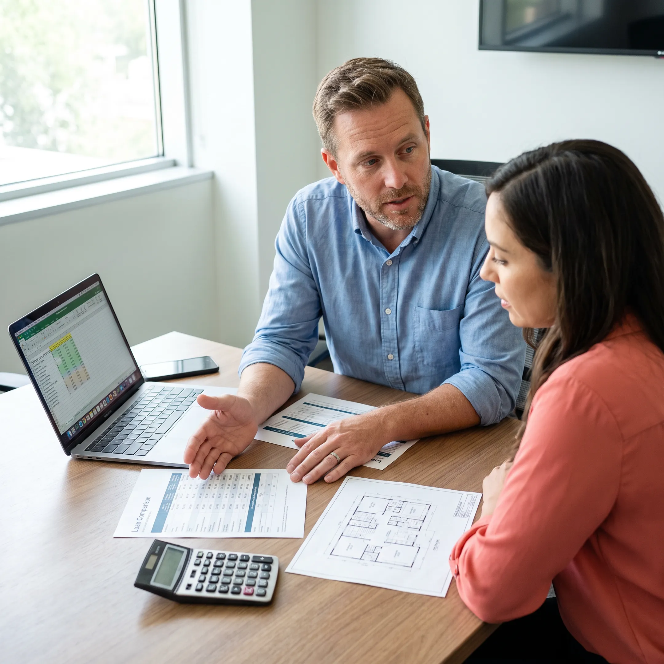 Advisor explaining mortgage options to Florida homebuyer