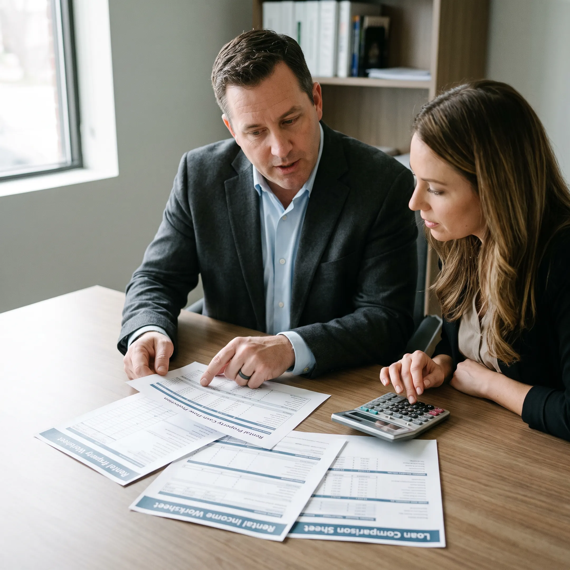 Mortgage advisor explaining DSCR investment property financing