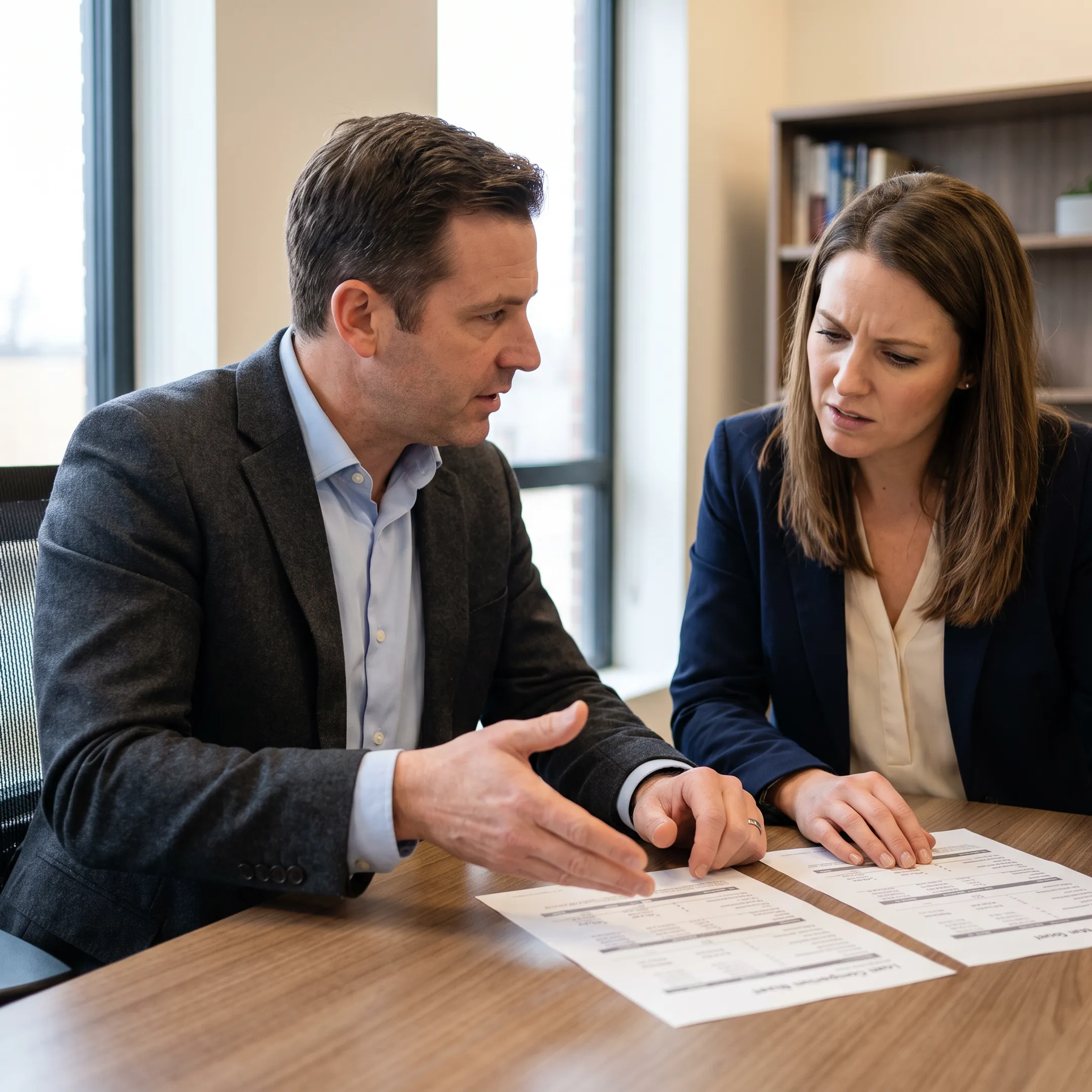 Mortgage advisor comparing real estate financing options with a Philadelphia borrower
