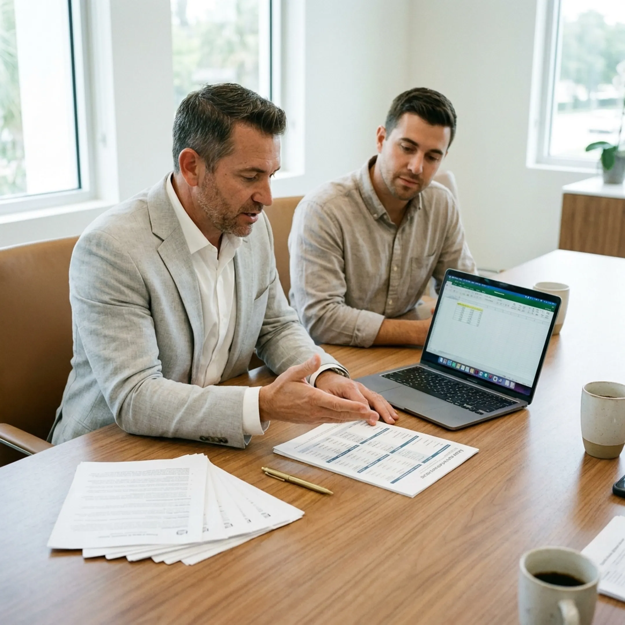 Advisor explaining mortgage options to a Florida homebuyer