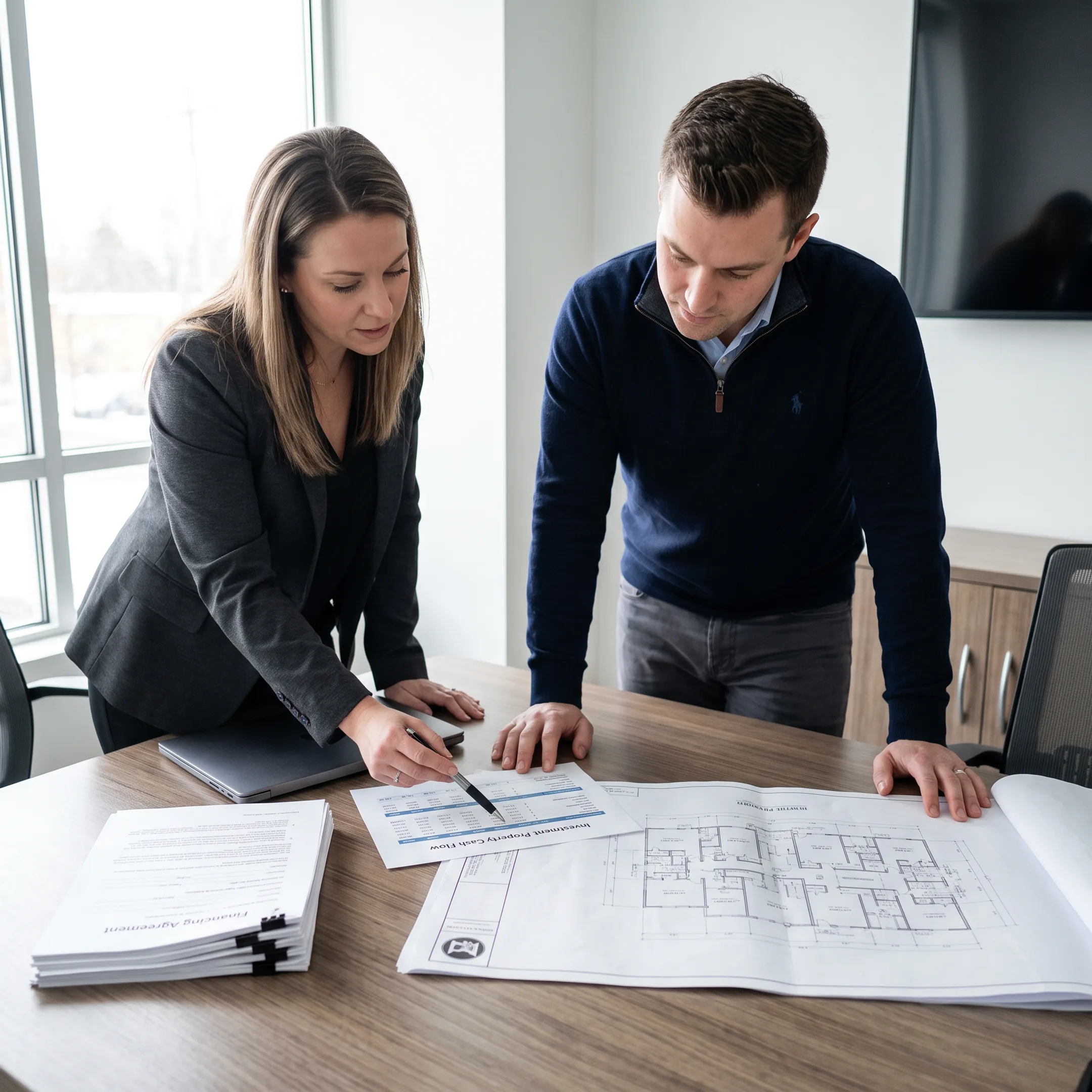 Investor reviewing rental property financing options with a mortgage professional