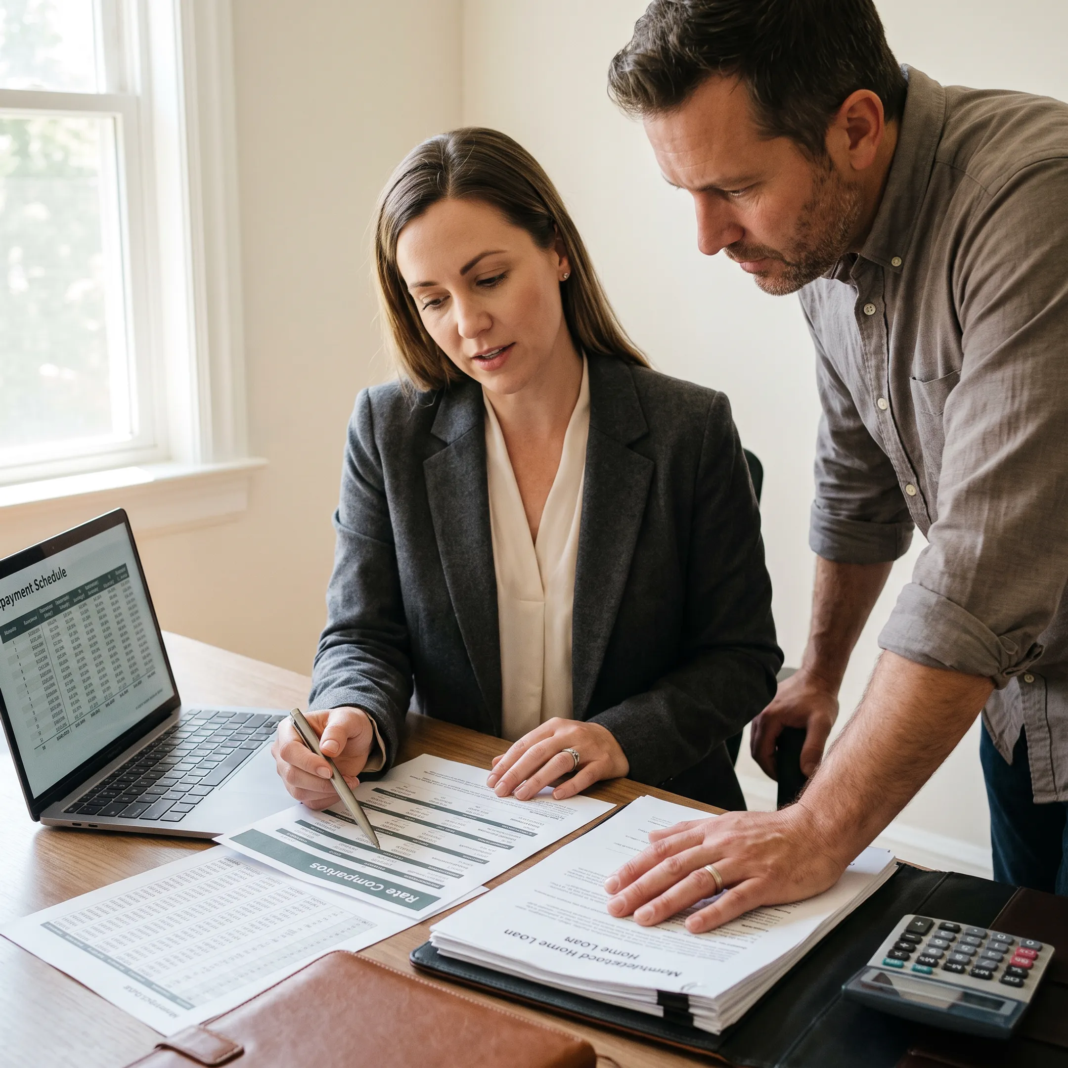 Mortgage professional reviewing manufactured home financing options with a borrower