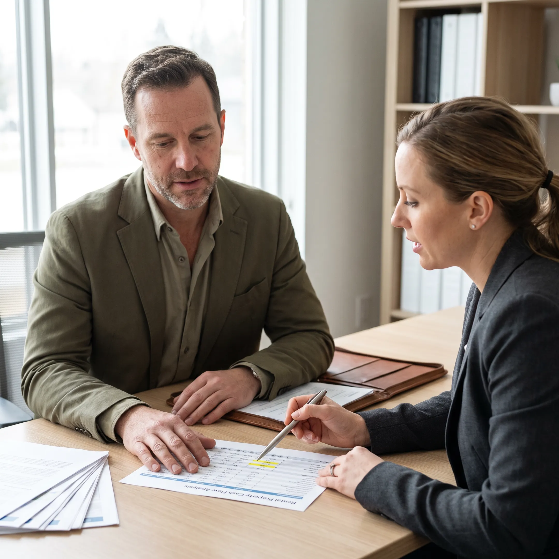 California real estate investor reviewing rental property financing documents