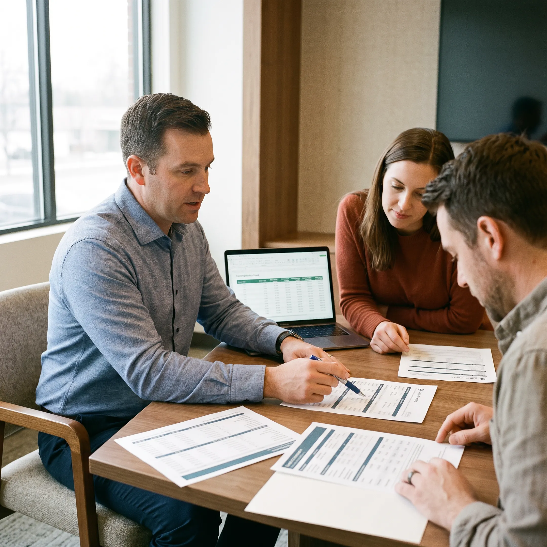 Advisor explaining mortgage options to Sacramento homebuyers
