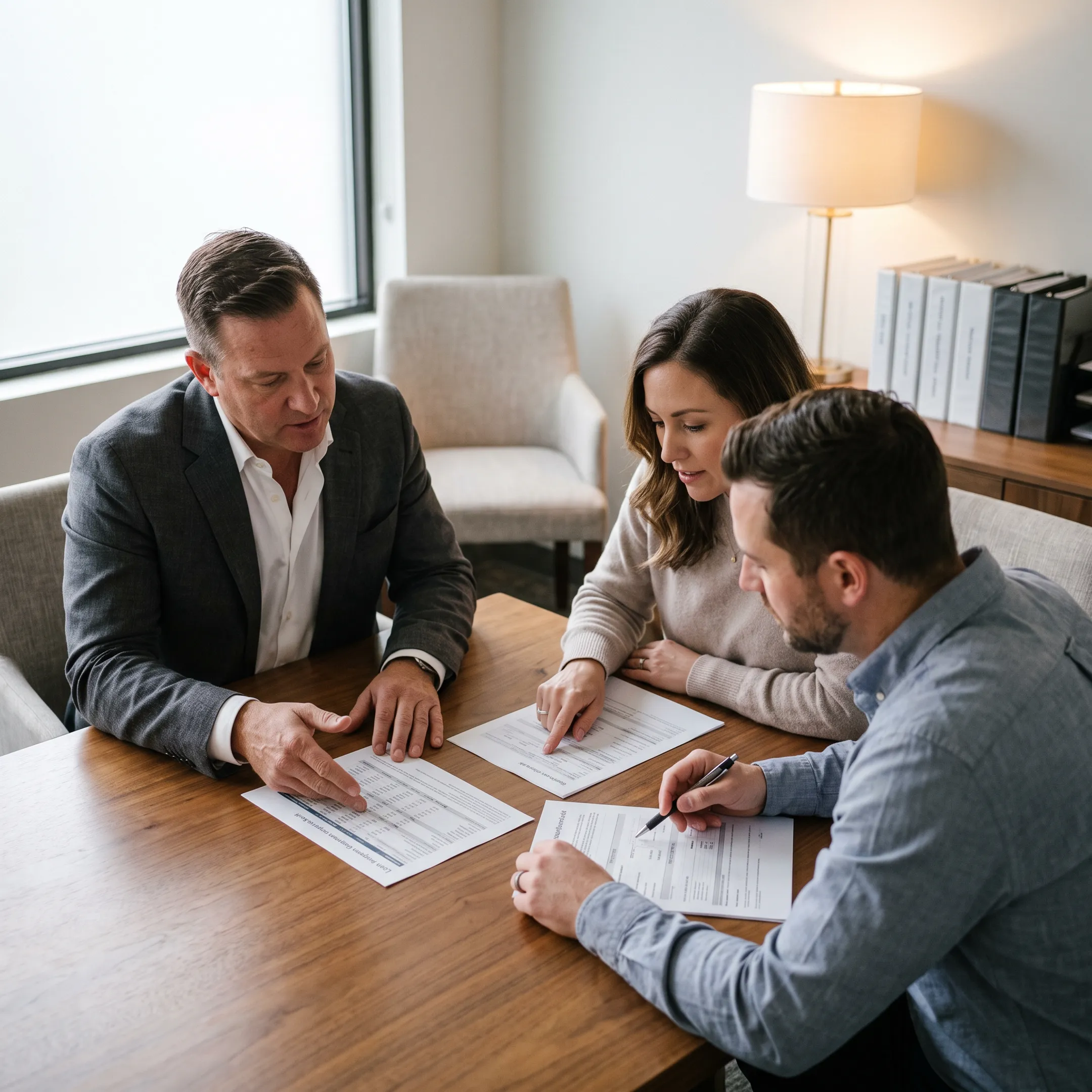 Advisor explaining mortgage options to California homebuyers