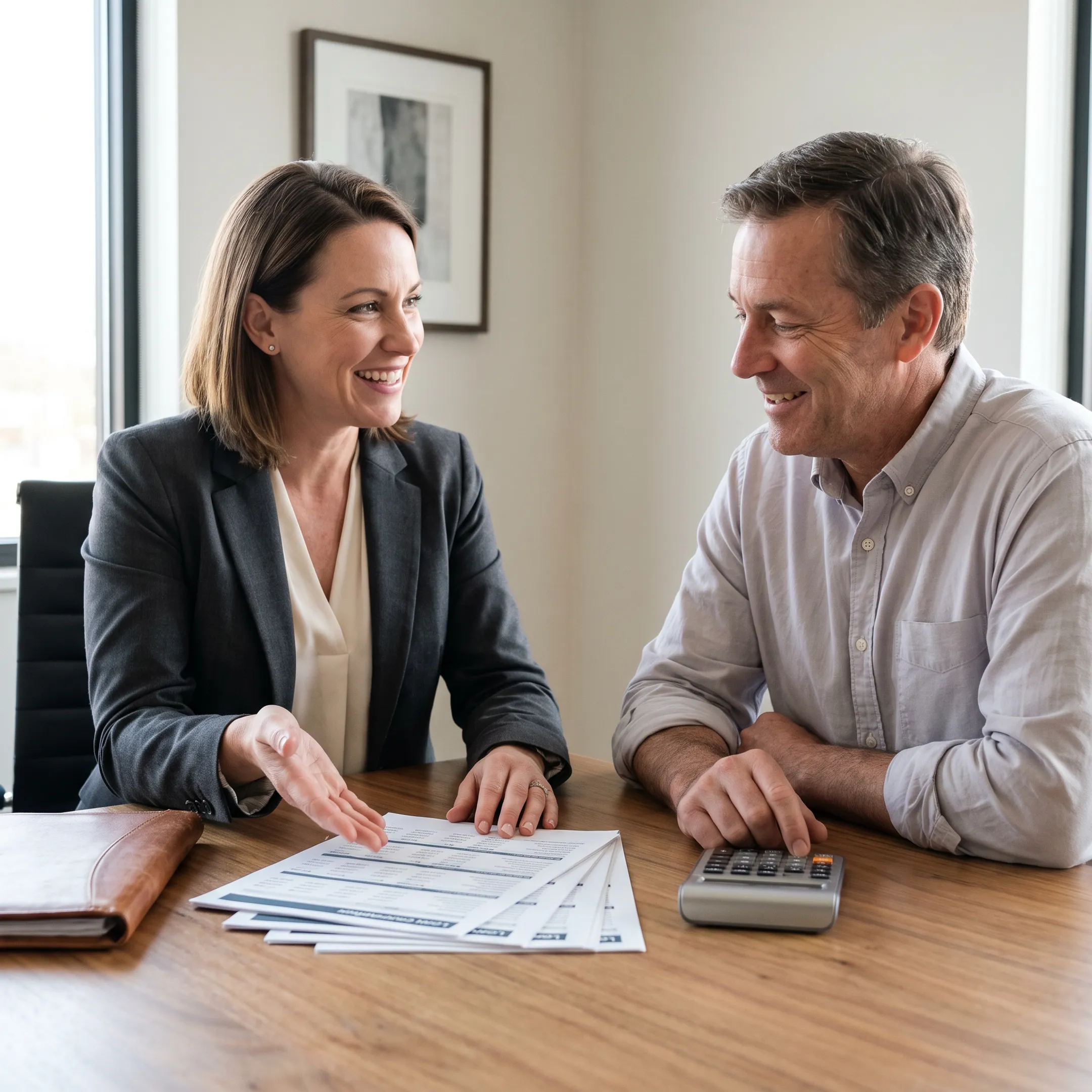 Mortgage advisor explaining debt consolidation refinance options to a Florida homeowner