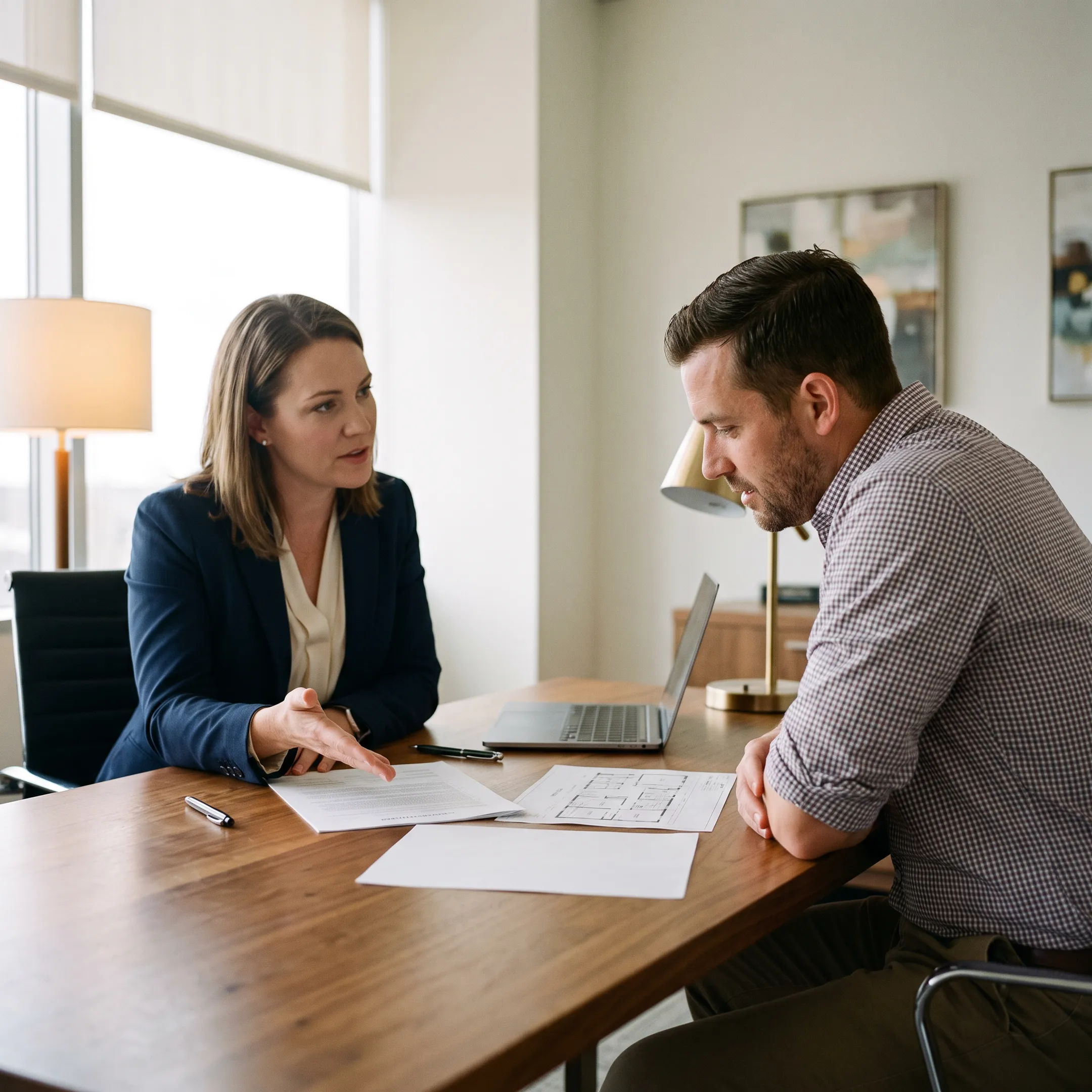Mortgage advisor explaining investment property financing to a Pittsburgh borrower