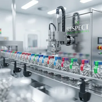 Professional capsule banding equipment applying tamper-evident bands to supplement bottles in modern manufacturing facility
